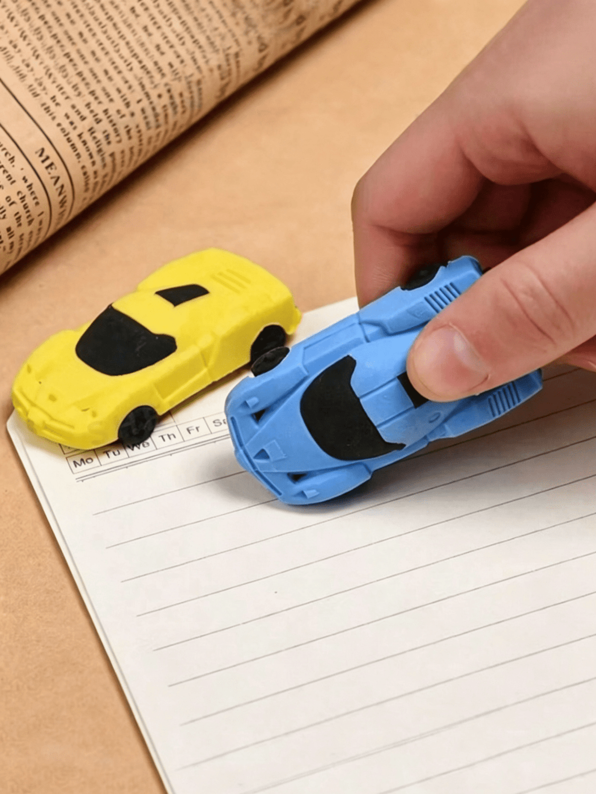 1/4/8pcs Mini Race Car Erasers- Bright Yellow, Red, Green, Blue- Synthetic Rubber Pencil Erasers, Suitable For Home, School, Classroom Rewards, Prizes, Gifts And Fun Stationery, Learning Supplies