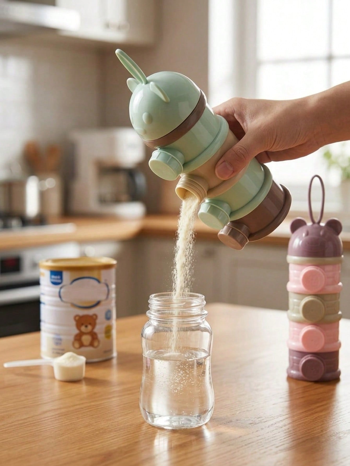 1 Set Of 3/4 Pcs Baby Milk Powder Dispenser Containers, Portable Infant Formula Snack Storage Box, Multilayer Sealed Milk Powder Organizer (The Patterns On The Powder Cans Are Not Scratches, Just Prin