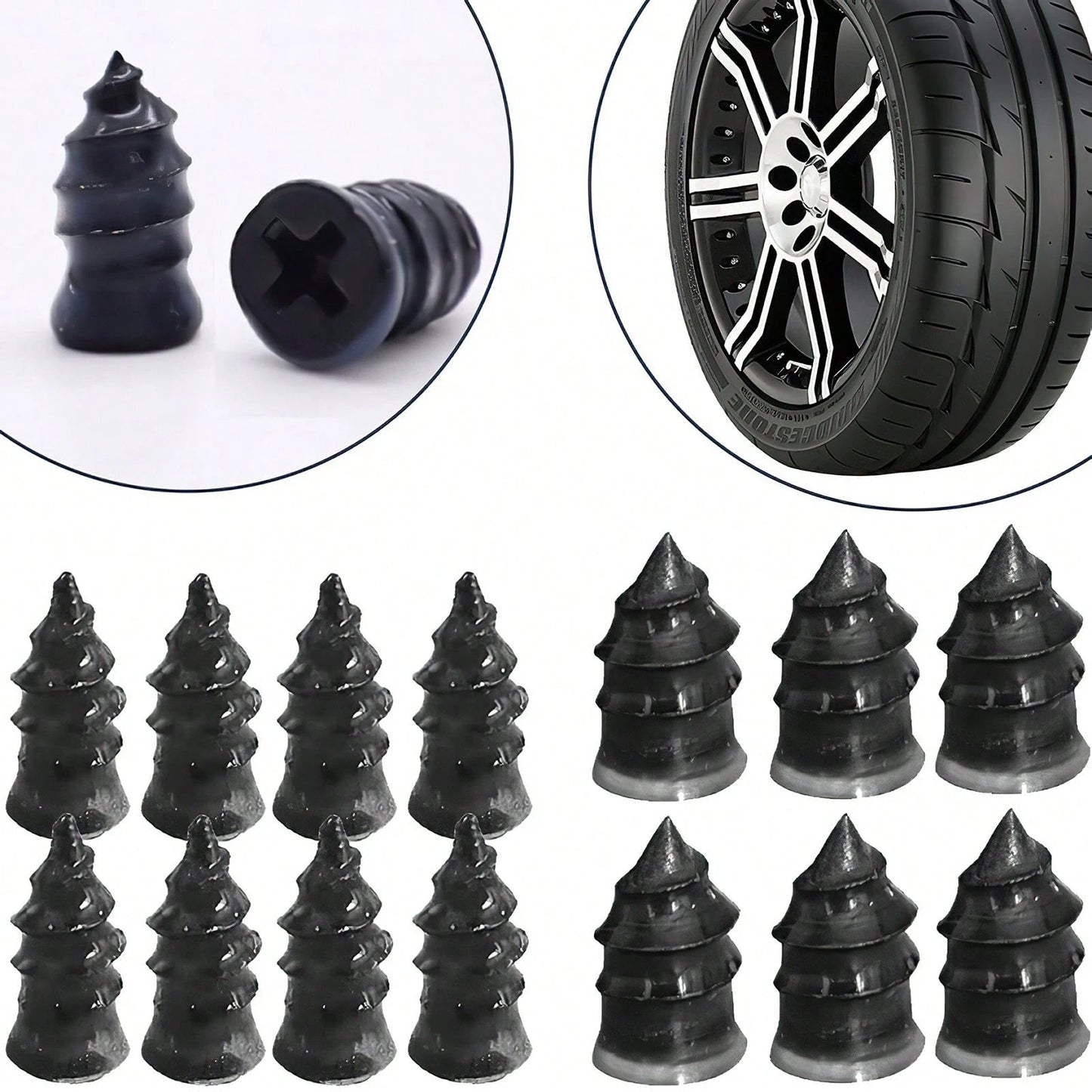 100Pcs Tire Repair Rubber Nails Set With Screwdriver- Universal Flat Tire Plug Kit For Car, Motorcycle, ATV, SUV