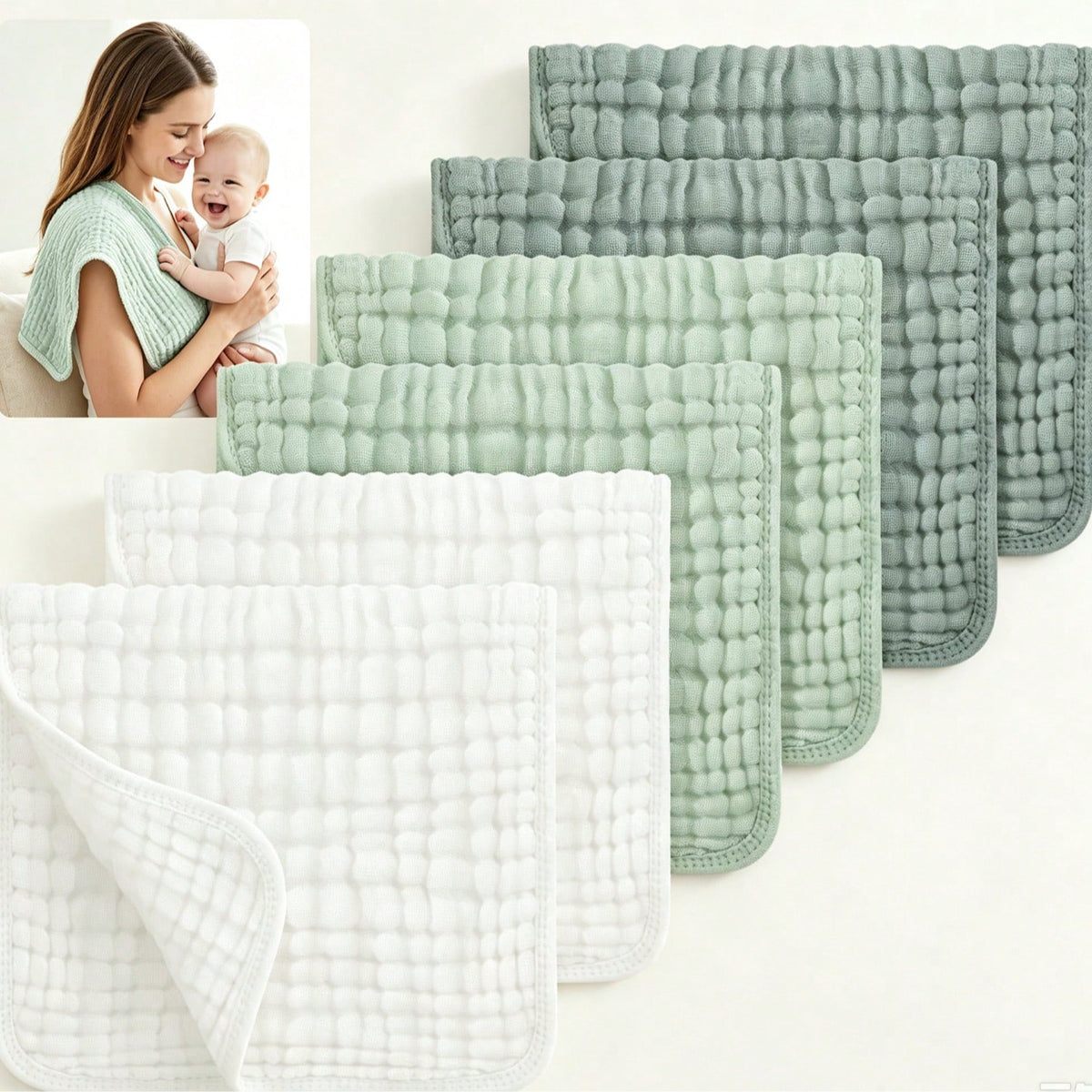 12PCS 20" X10" Muslin Burp Cloths Large Hand Washcloths For Boys & Girls, Baby Essentials Extra Absorbent And Soft Burping Rags For Newborn Registry