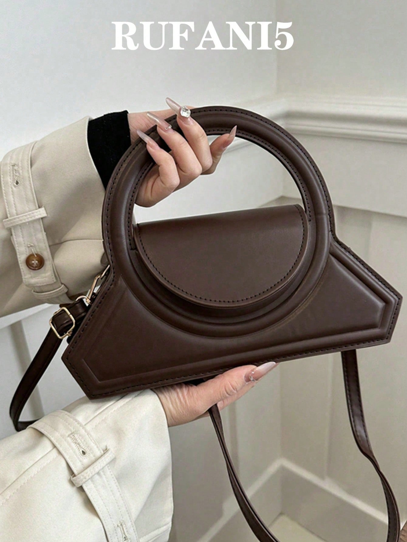 1pc Fashionable Round Handbag, Solid Color Minimalist Crossbody Bag, Women Shopping Tote