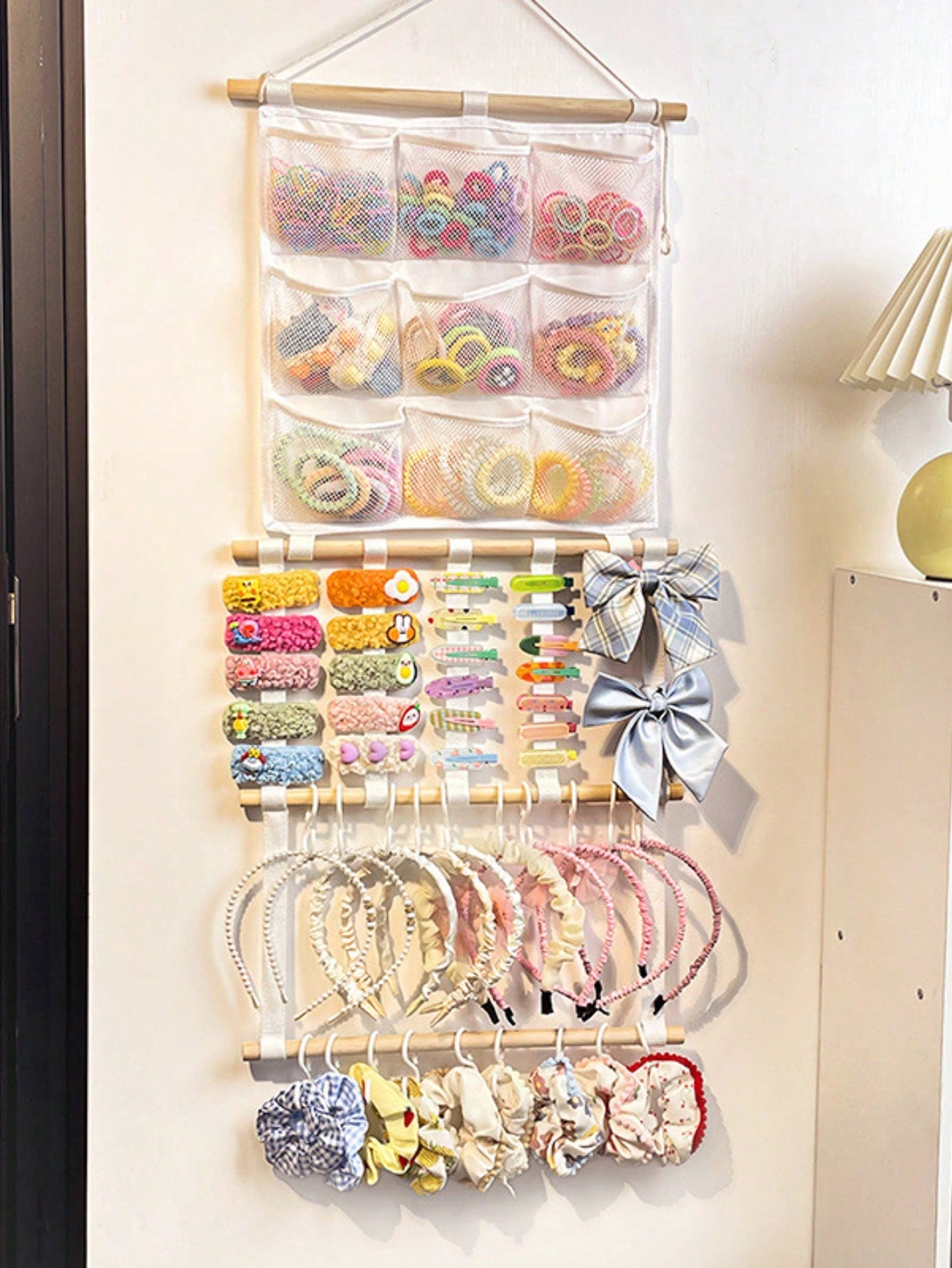 1pc Hair Accessory Organizer Rack, Hair Band Holder, Suitable For Girls, With Hooks To Store Hair Clips, Hair Bands, Hair Accessories, Can Be Hung On Wall, Ideal For Decorating Baby Room, Nursery, Gir