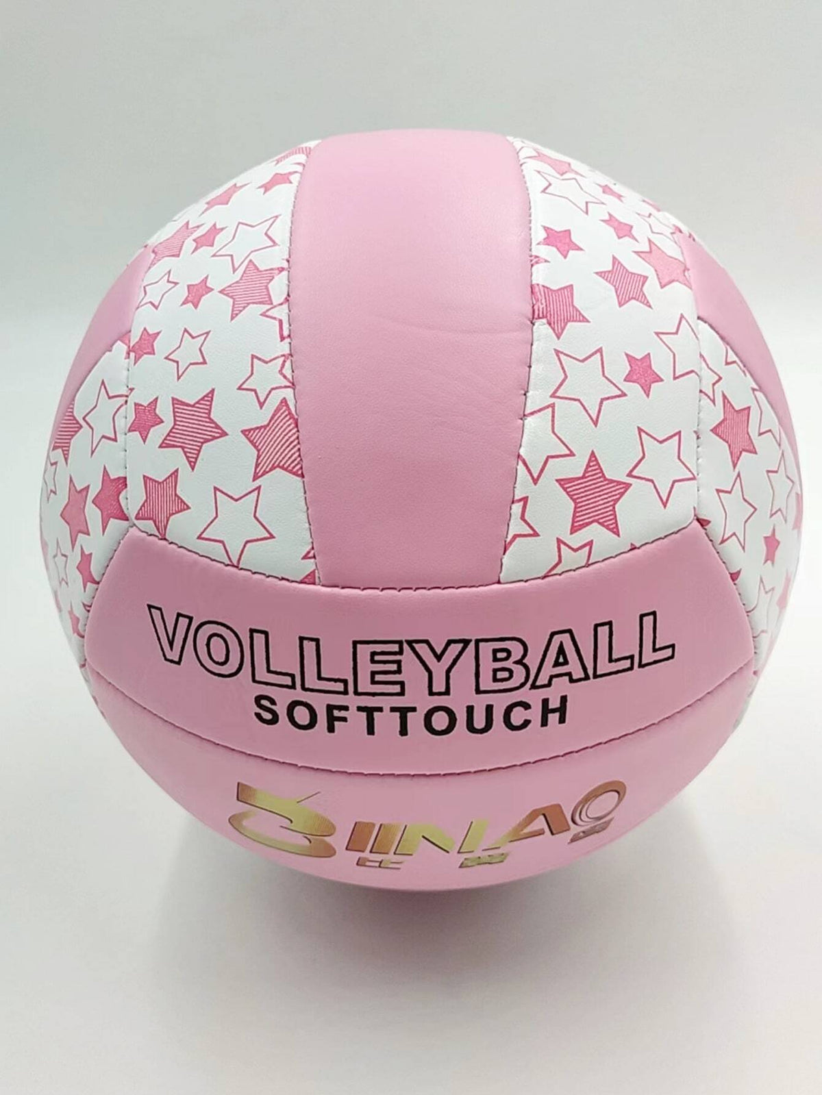 1pc Inflatable Volleyball, PVC Soft Star Design, Pink, Size 5, For Match Training And Beach Use, Star Pattern Color Assorted