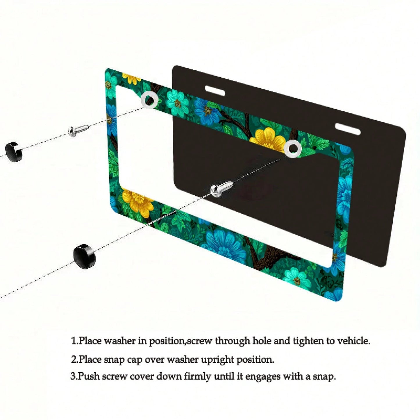 1pc Metal License Plate Frame Compatible For North American & International- Tropical Rainforest With UV-Resistant Rustproof Frame, Easy Installation, Fits Vehicles (Includes Mounting Screws)- 12x6