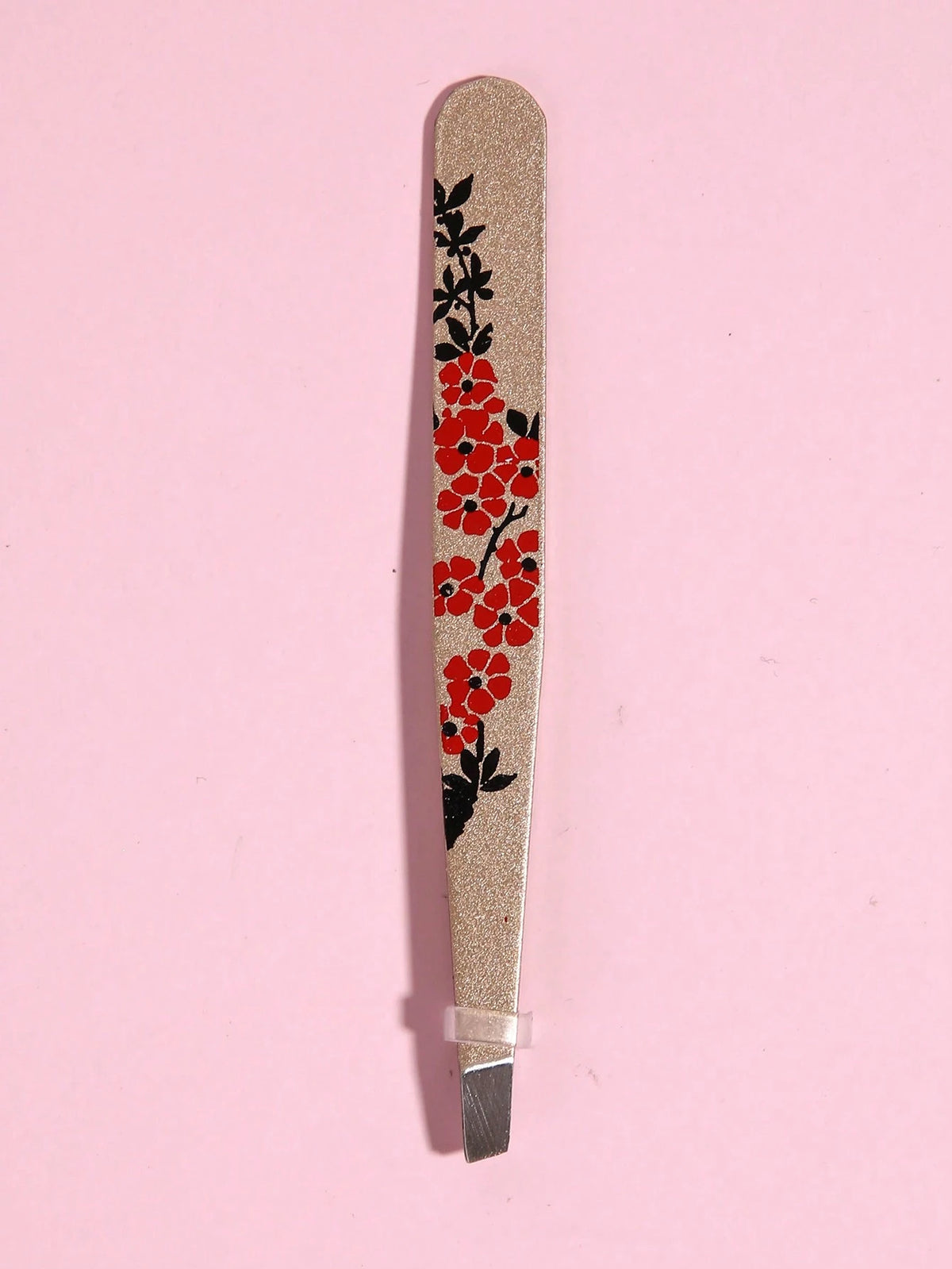 1pc Random Flower Print Eyelash Tweezers,Professional Stainless Steel Tweezers for Eyebrows- Great Precision for Facial Hair, Splinter and Ingrown Hair Removal