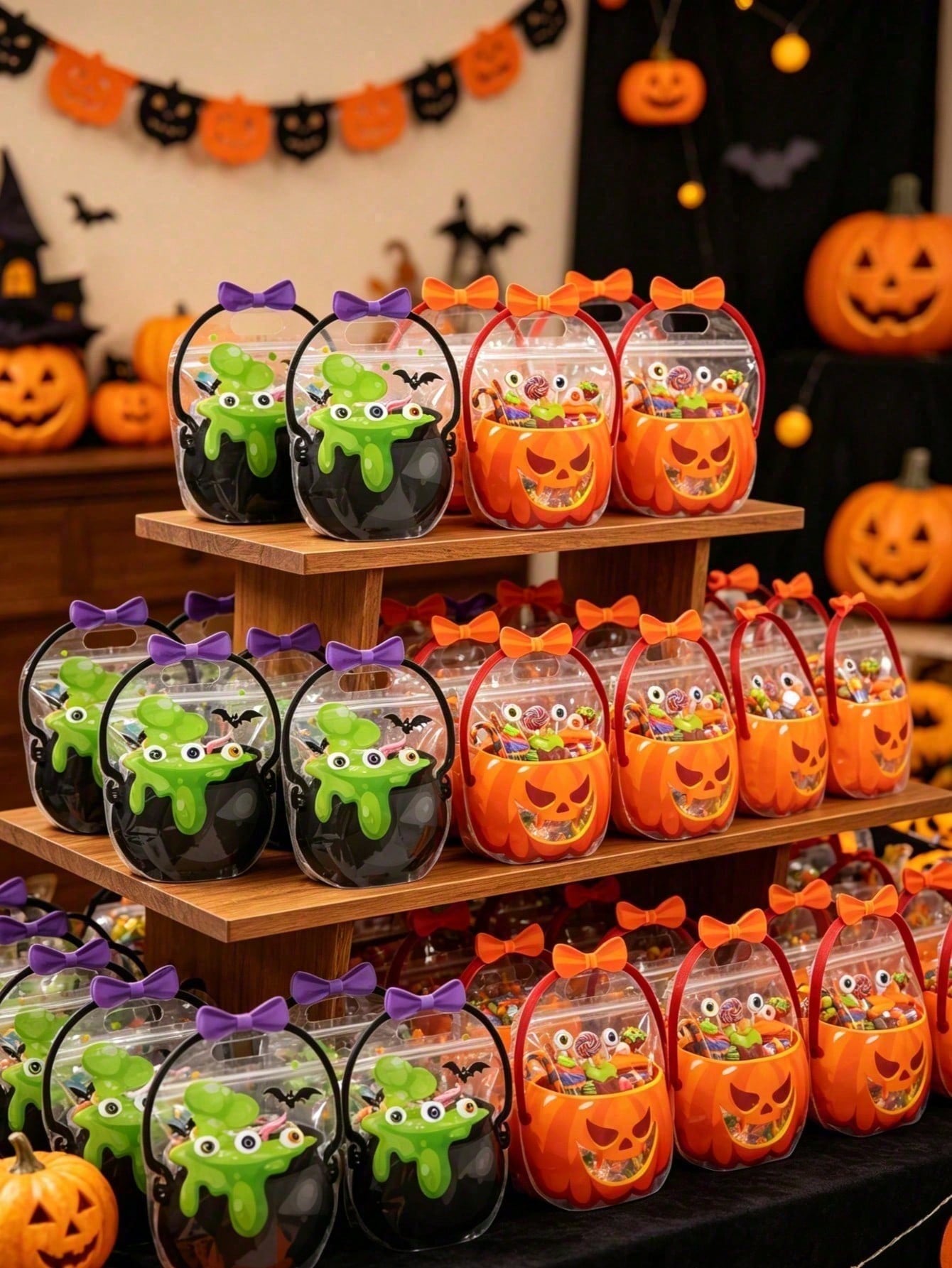 20 Halloween Handheld Gift Bags, Pumpkin Witch Cauldron Shaped Tote Bags, Party Small Gift Bags And Shopping Bags, Halloween Candy Bags, Happy Halloween Decorations, Sealed Candy And Cookie Bags, Tric