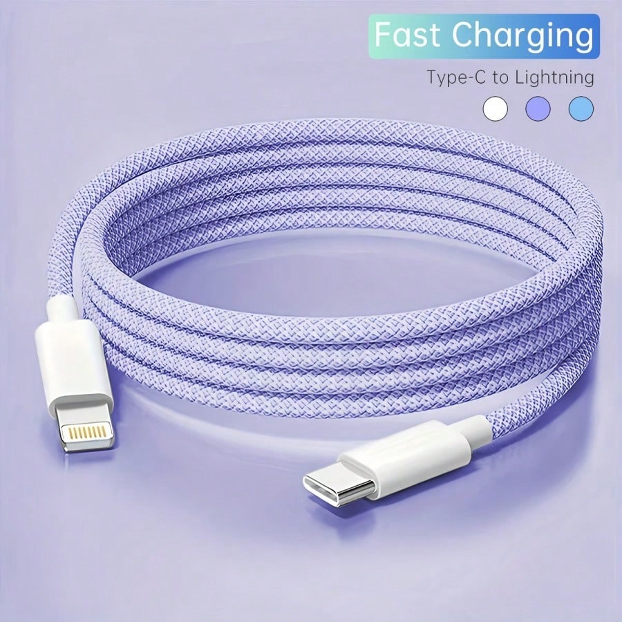 20W 3.3ft/6.6ft Type-C To Lightning Nylon Braided Data Cable, Compatible With IPhone 14/13/12/11 Pro Max/XR/XS/X/8/7/6 Plus/SE/, Fast Charging Cable, MFi Certified, Compatible With 14 Pro Max, 14 Pro