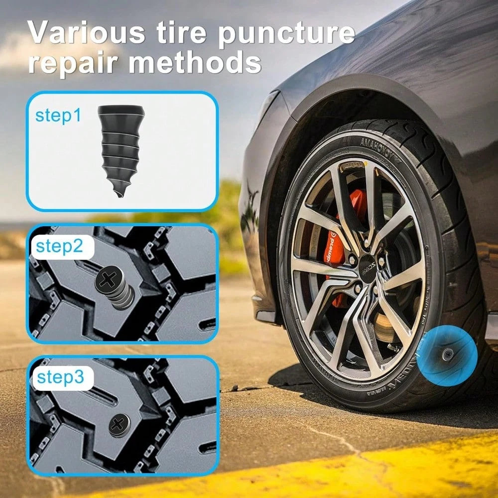 36 Pcs Tire Repair Rubber Studs, Spiral Screw Plugs Quick Repair Tool Kit For Motorcycle Truck Tractor DIY Flat Tire Repair
