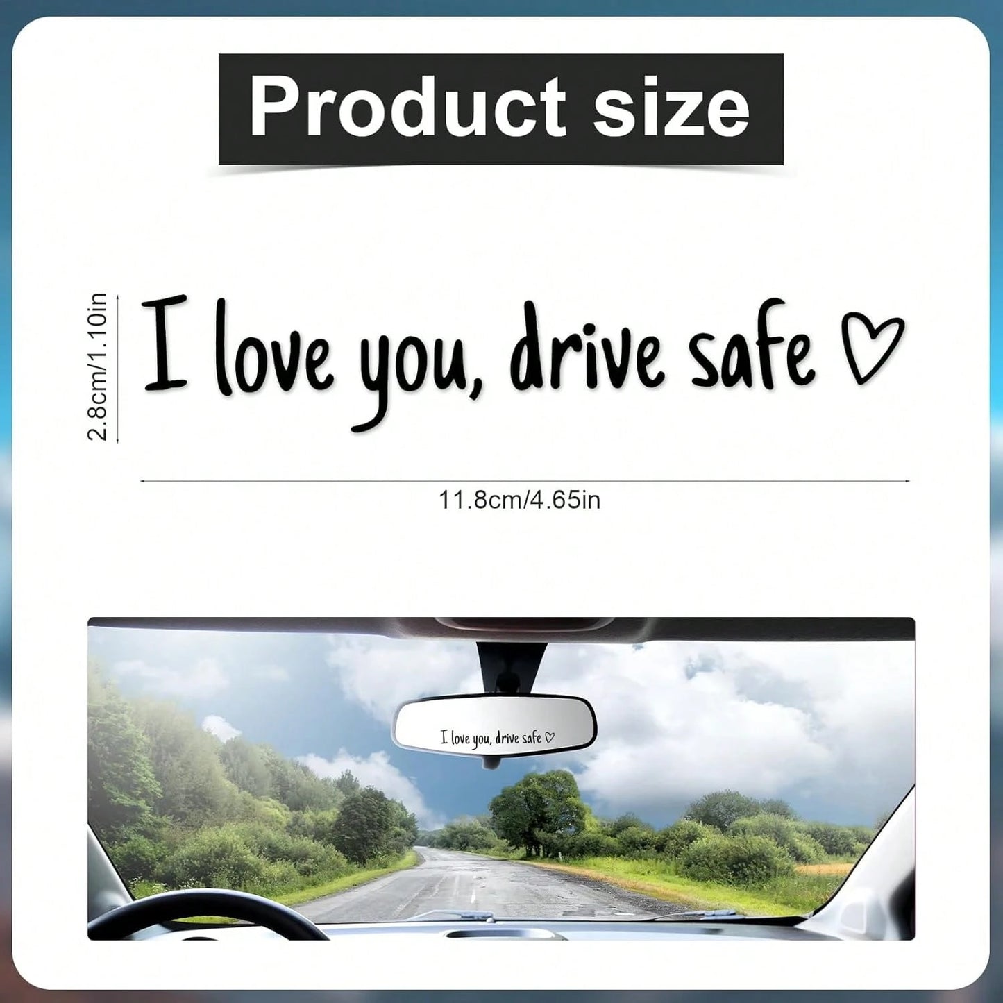3pcs Colorful (Pink+Black+White) I Love You Drive Car Mirror Sticker, Girly Car Rearview Mirror Decorative Sticker,Car Accessories For Women,Vinyl Decal| Removable Vinyl Car Decals For Girls, Heart