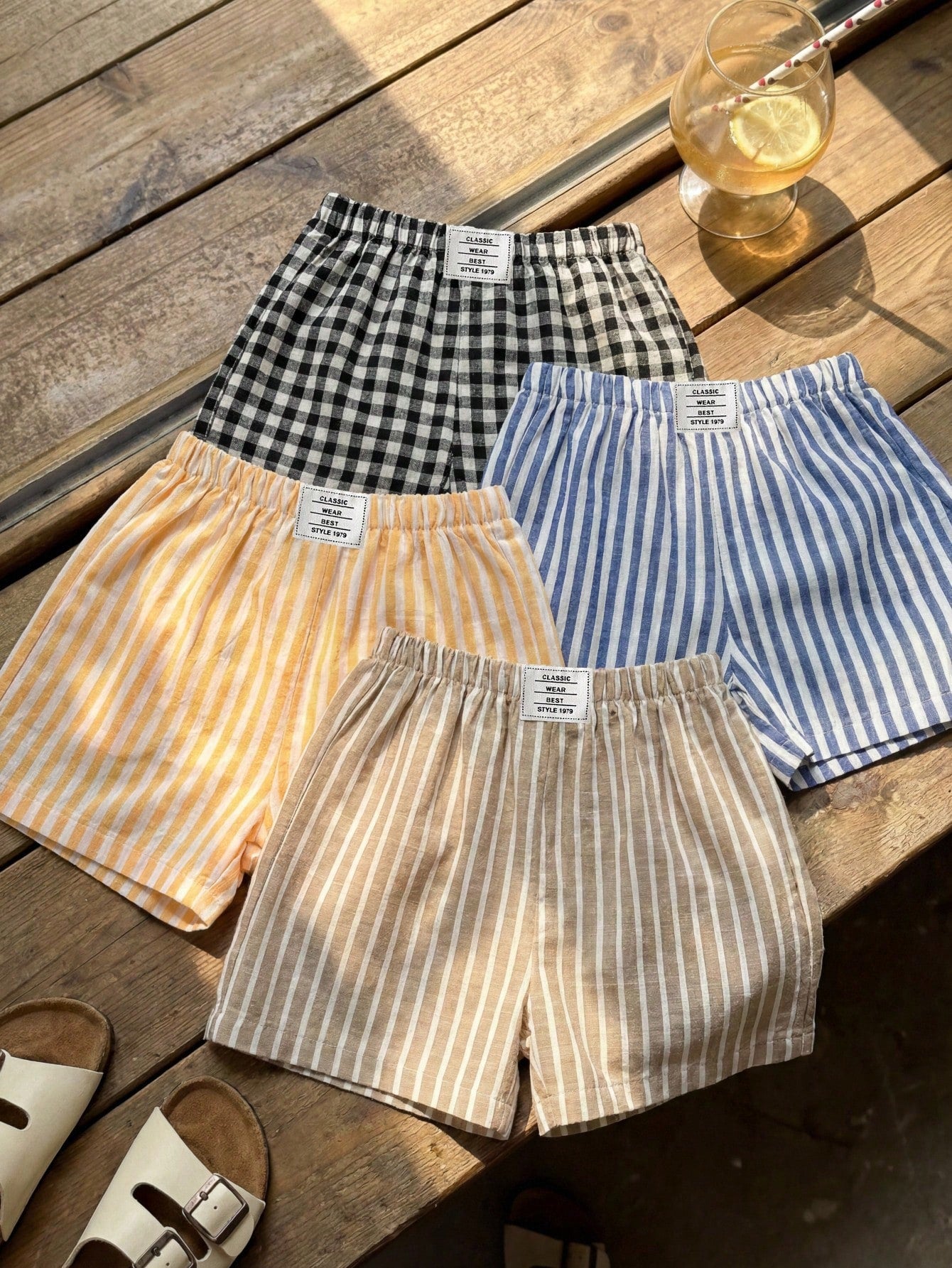 4pcs/Set Cute Unisex Baby Striped Elastic Waist Shorts, Versatile Summer Holiday, Assorted Colors