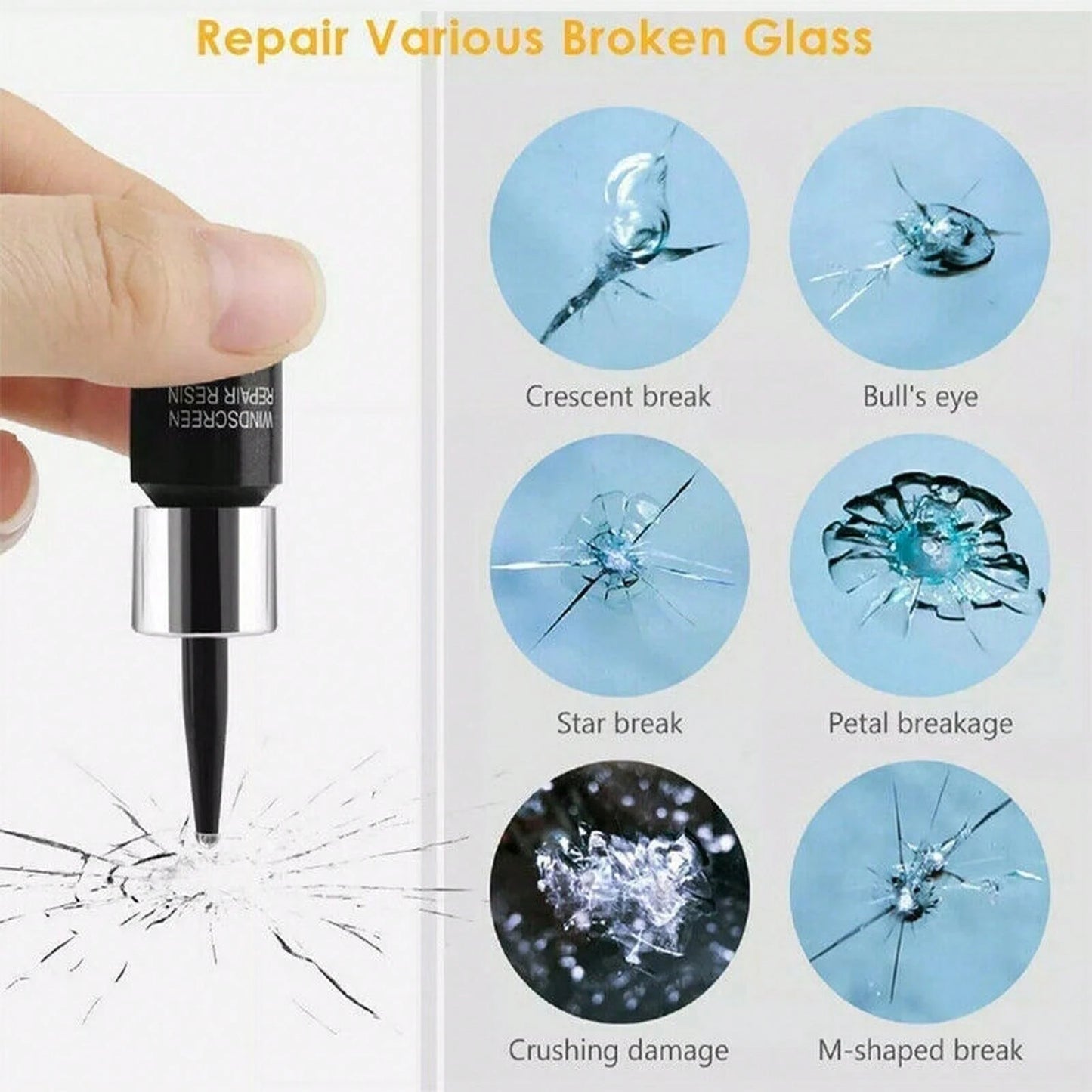 5-Pack Glass Repair Fluid Car Windshield Resin Crack Kit Crack Tools 9J6I