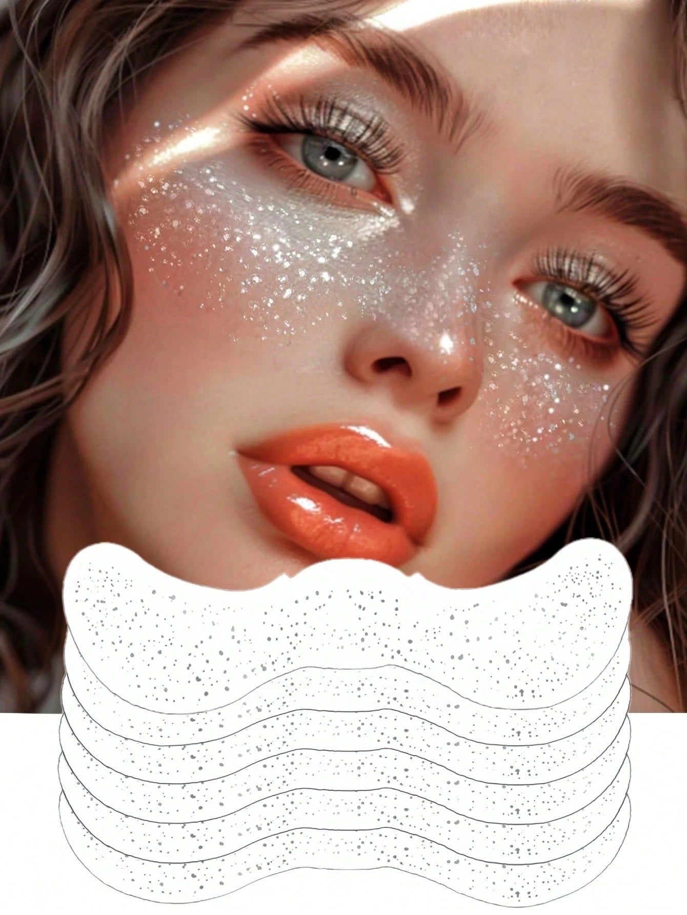 6 Sheets Gold Freckles Glitter Freckles Gold Sparkle Freckles For Women Glitter Freckles Face Tattoo Waterproof Suitable For Dance Music Party Makeup Summer Valentine Day Easter Accessories