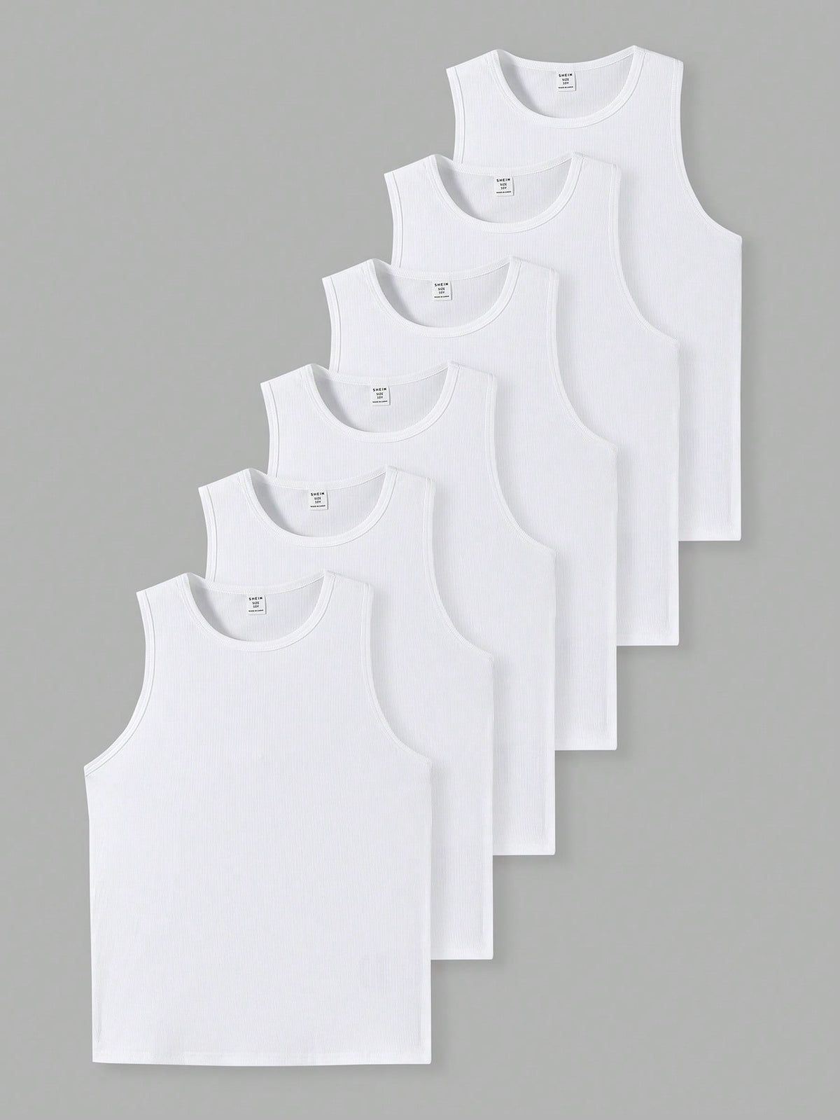 6pcs Tween Boys' Casual Solid Color Fitted Undershirt, White Sleeveless Vest, Suitable For Summer And Spring