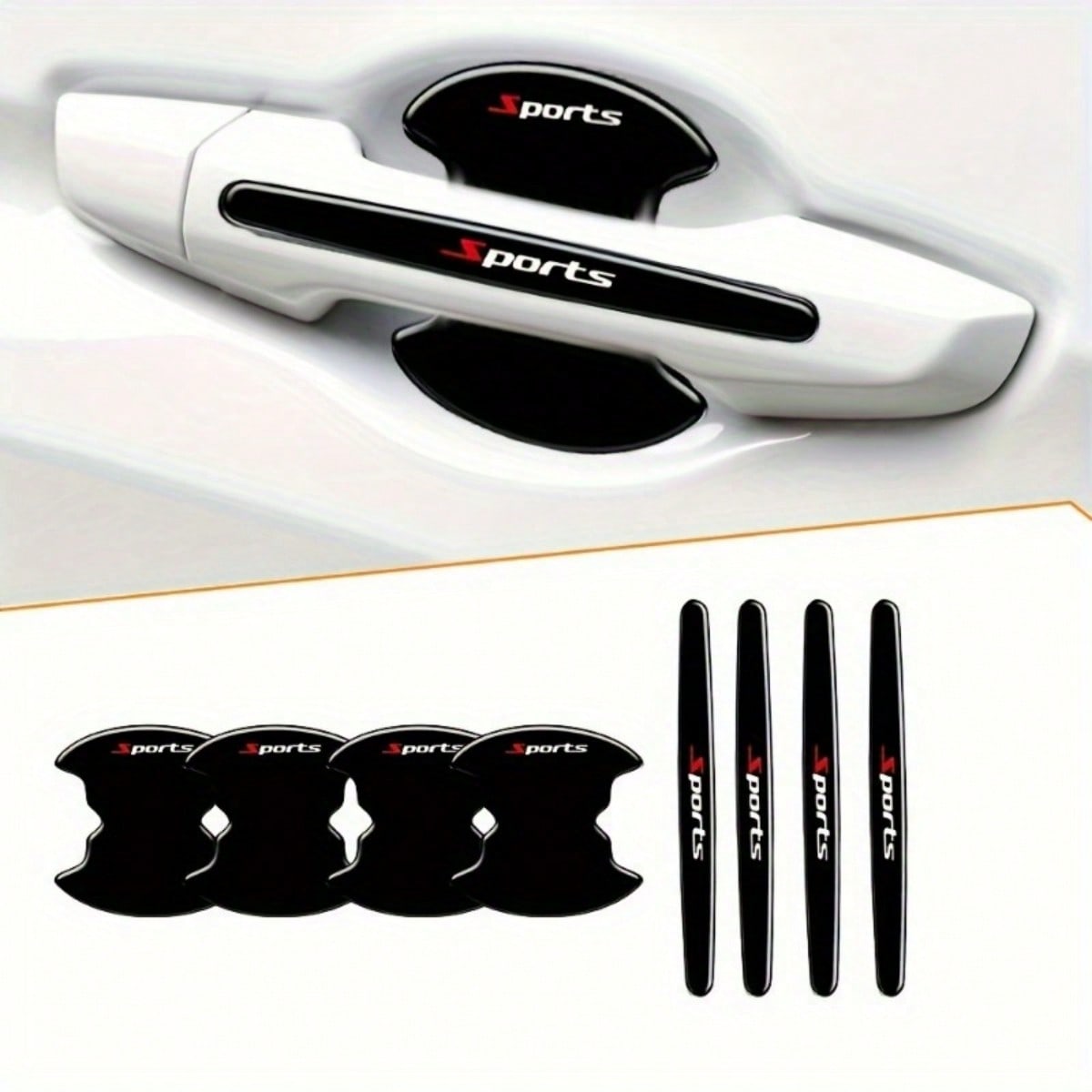 8Pcs Sports Car Door Handle Scratch Protection Stickers, Protective Film For Most Vehicles, Car Paint Protection
