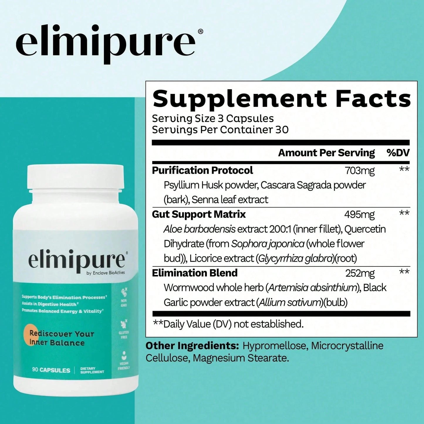 90 Capsules Enclave BioActives Elimipure Natural Formula