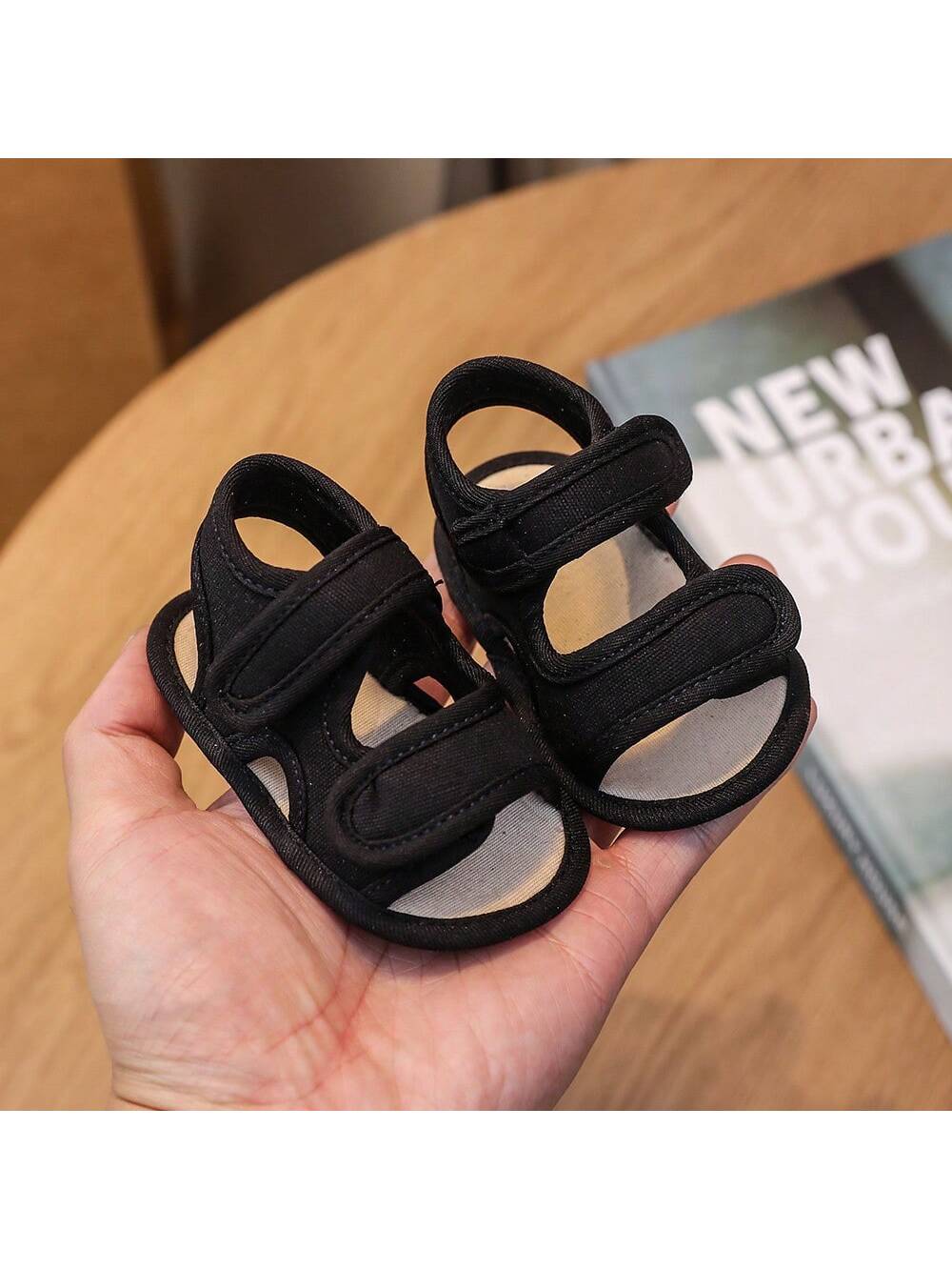 A Pair Of Boy Beach Shoes, Cloth Shoes With Double Design, Flat Casual Sandals Suitable For Summer