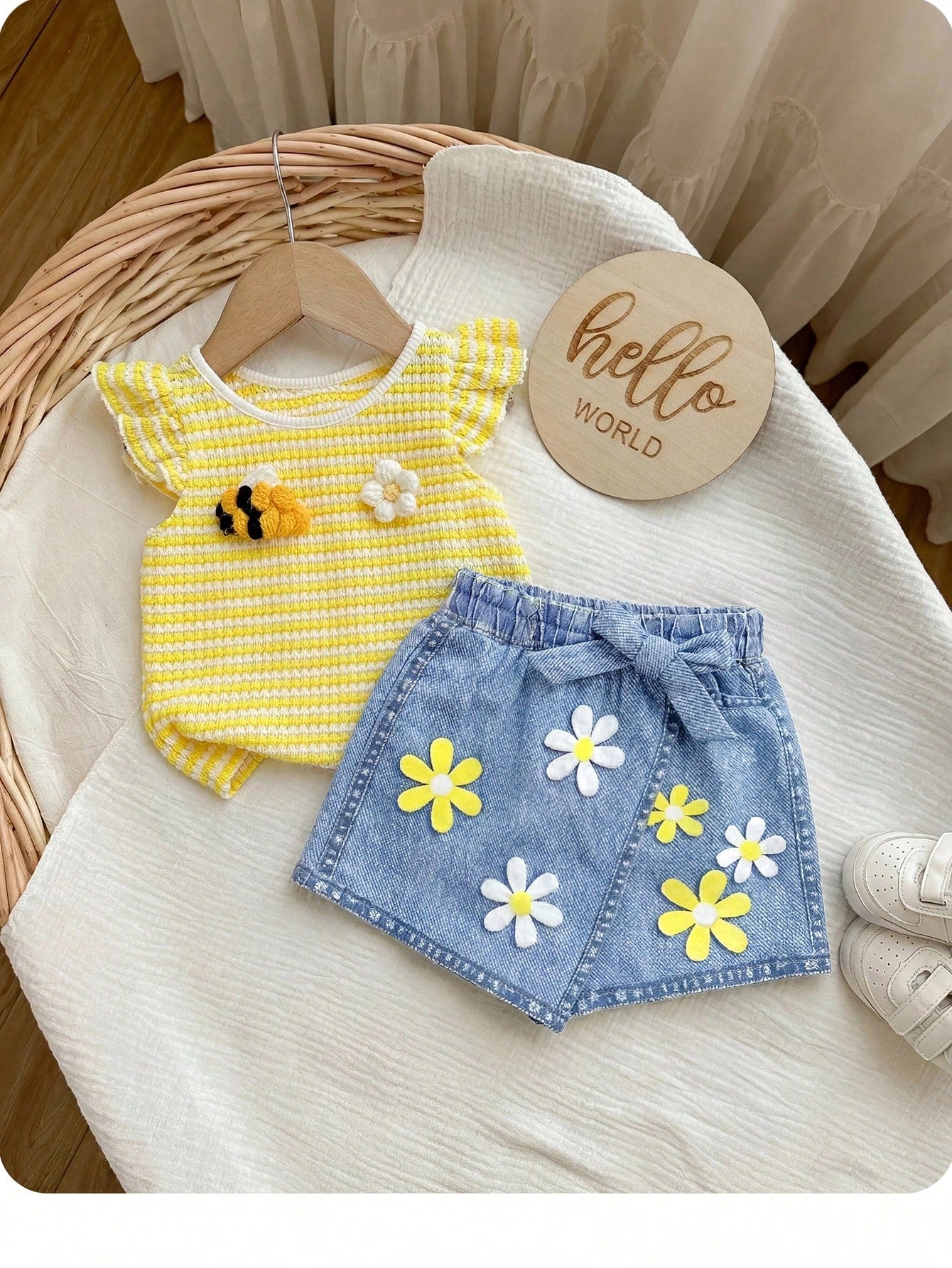 Babygirl Cute Casual Versatile Vacation Striped Elastic Waist Shorts(Only Sell Pants)