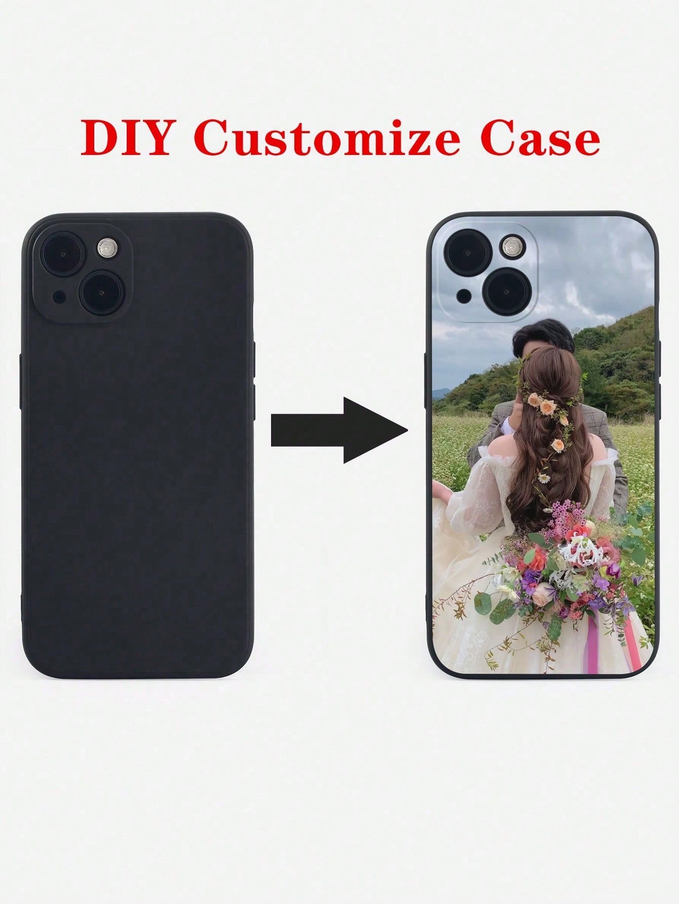 Black DIY Phone Shockproof Case 1pc Personalized Soft Phone Case Customized With Life, Family, Scenery, Wedding Photos, Matching Phone Cases, Gifts For Friends, Mother's Day, Wedding Gift, Anniversary