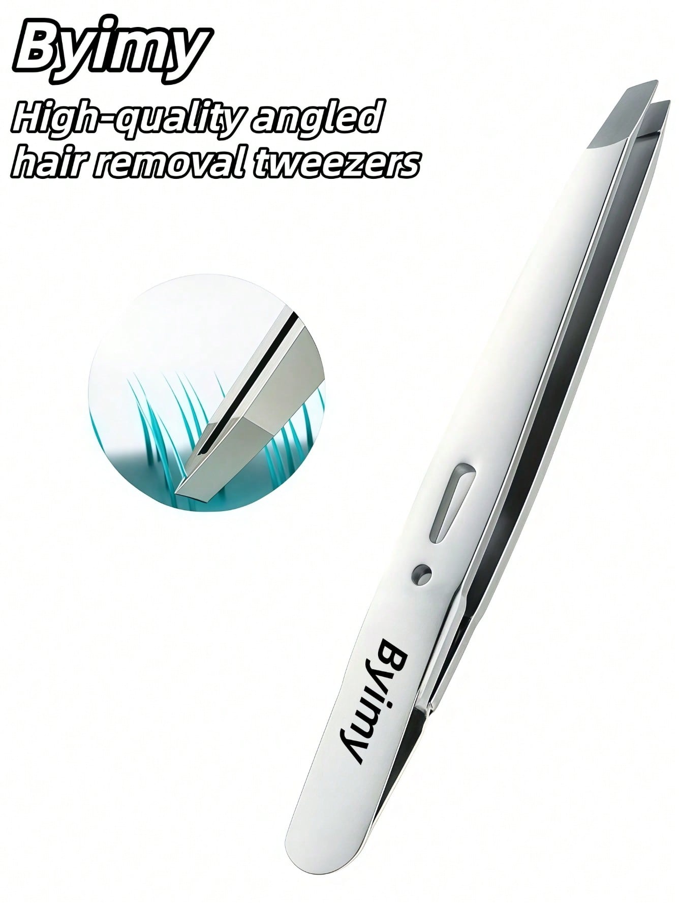 Byimy Brand Stainless Steel Professional Eyebrow Clip, High Eyebrow Clip, Oblique Small Tweezers, Universal Hair Removal Pliers, Tweezers, Hair Removal Tweezers, Eyelash Extension Tools