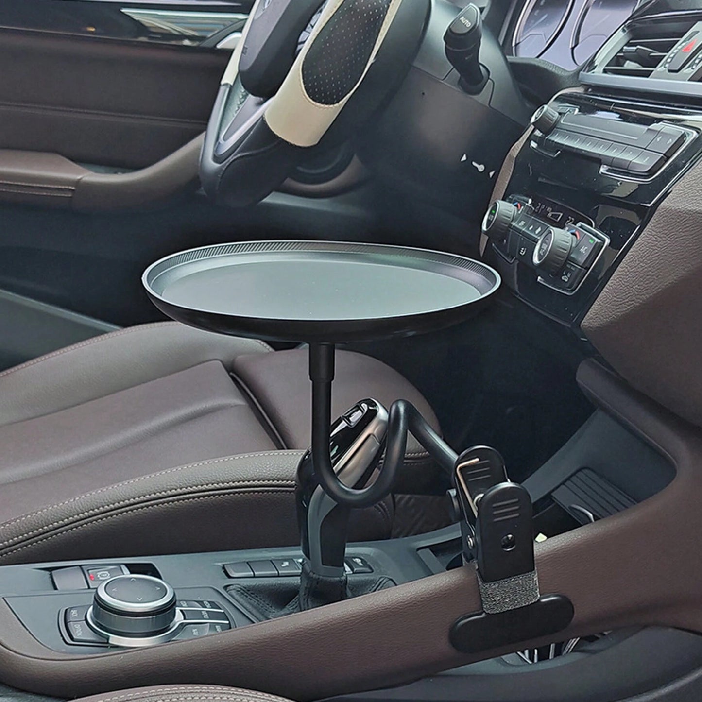 Car Food Tray Holder Adjustable Car Snack Tray 360-Degree Swivel Dining Table