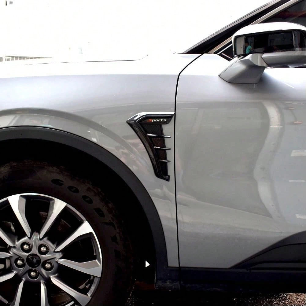 Car Parts Fit For Various Models Side Door Air Flow Mud Guard Vent Cover Sticker (Shiny Black) 2PCS ABS