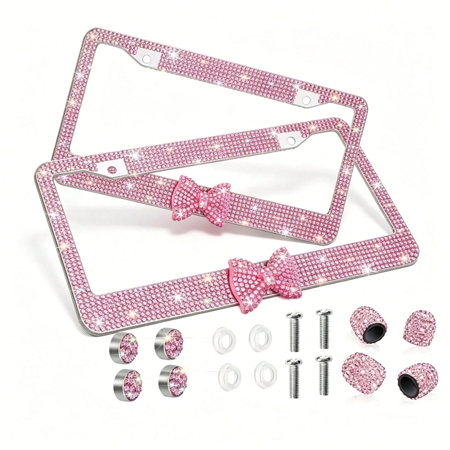 Car Rhinestone License Plate Frame, Bling License Plate Frame, Cute Car Accessories, Shiny Rhinestones Premium Licenses Plates Holder