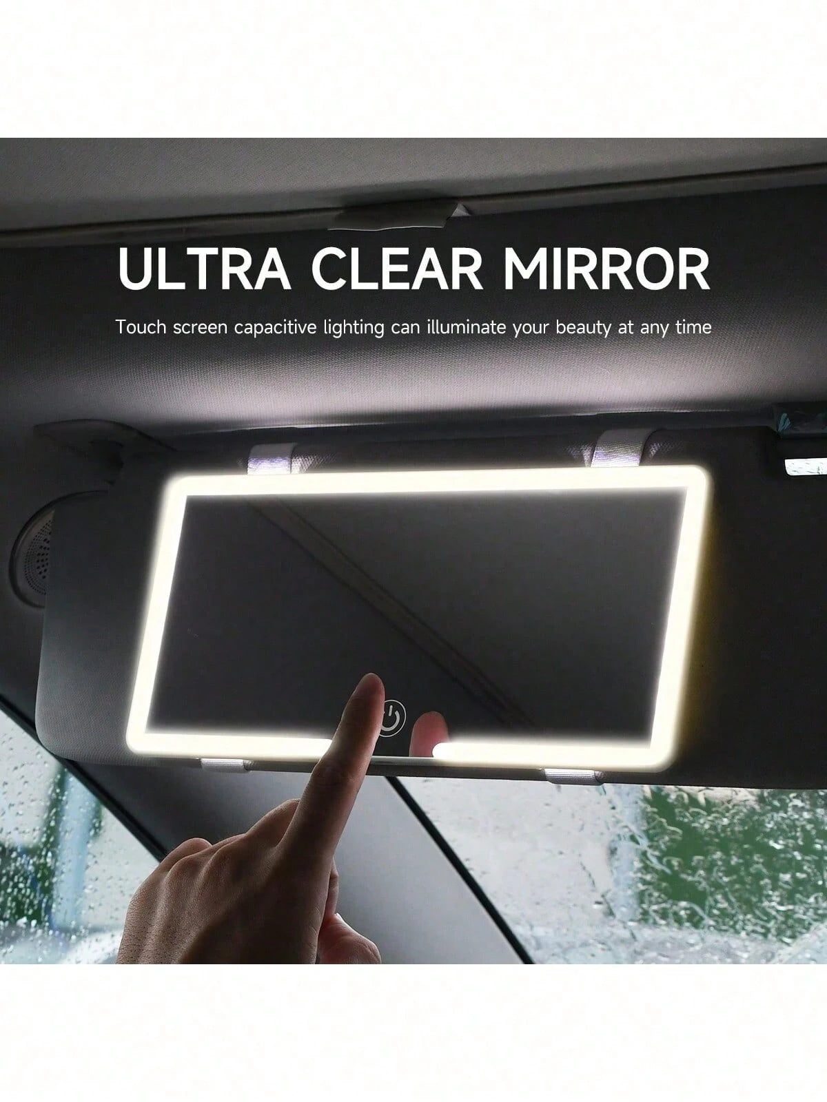 Car Sun Visor LED Vanity Mirror,Intelligent Touch LED Car Makeup Mirror- 3 Light Modes & 60 LEDs- Rechargeable & Dimmable Touch Control- Perfect For On-The-Go Makeup, Universal Car Interior Accesso