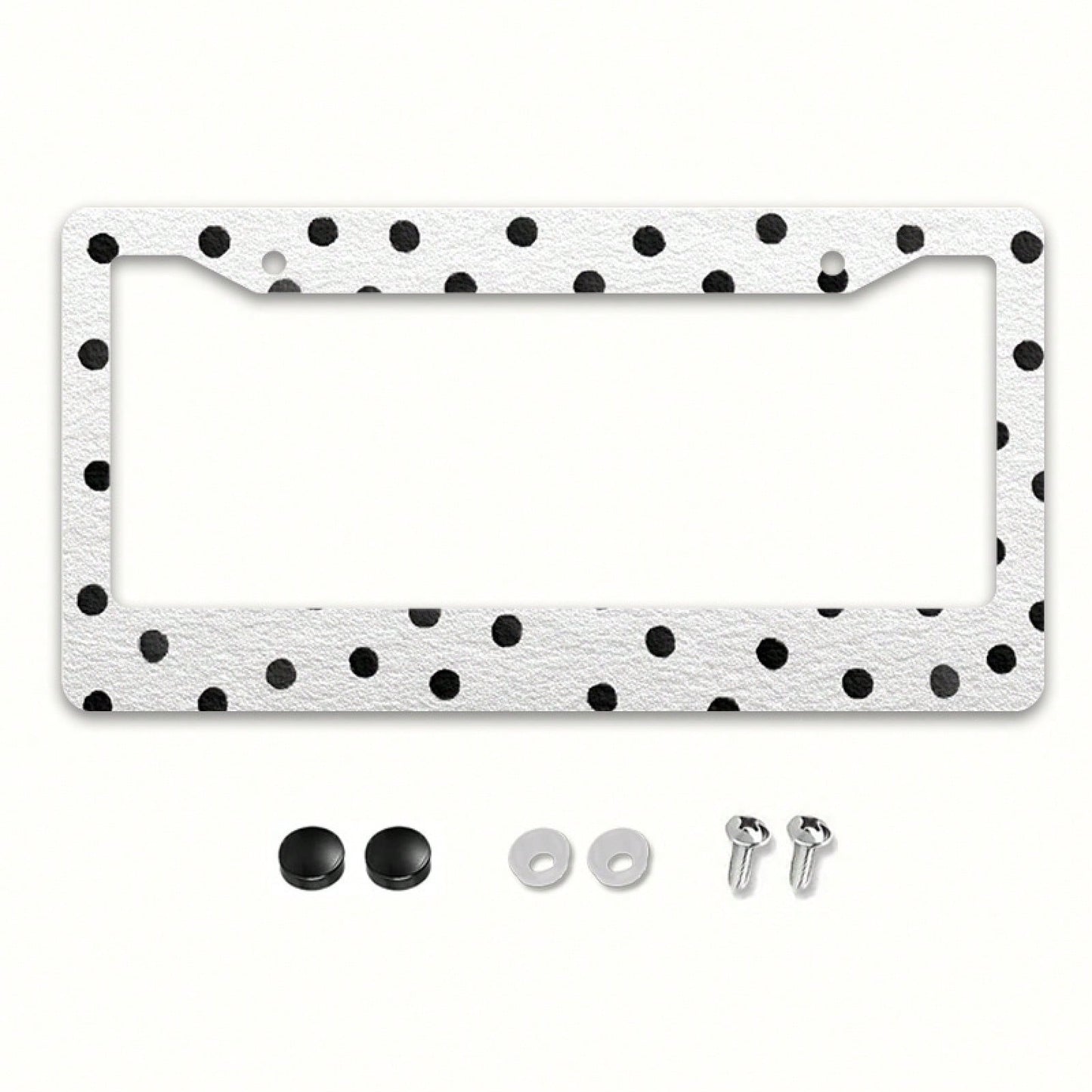 Classic Polka Dot Car License Plate Frame, Christmas Holiday Car Decor, Includes Mounting Screws, Fits North American & Most International Vehicles, 12x6 Inch, Car Must-Have Accessory, Ideal Gift For