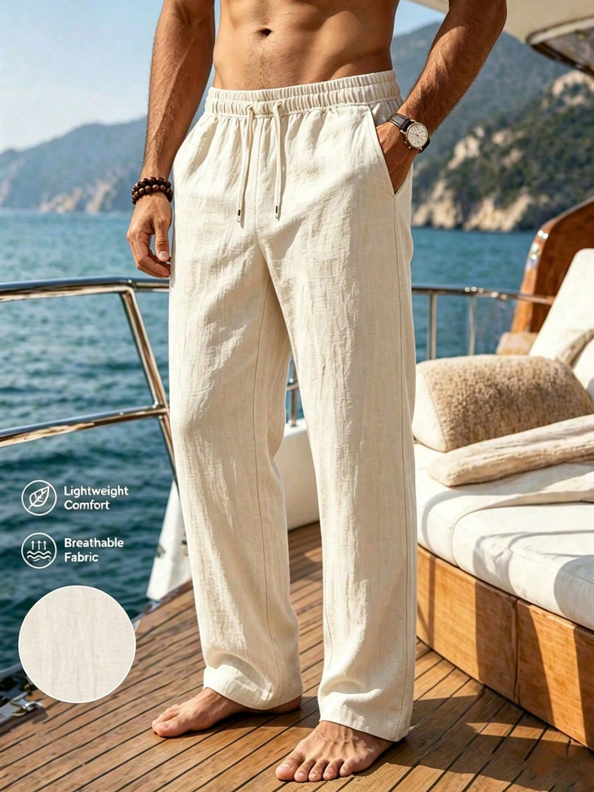 CleanFit Men's Textured Casual Pants, Straight Leg Wide Leg Trousers, Elastic Waist, Leg Slimming & Flattering, Drapey Wrinkle-Resistant Sports, Smart Casual, Athleisure