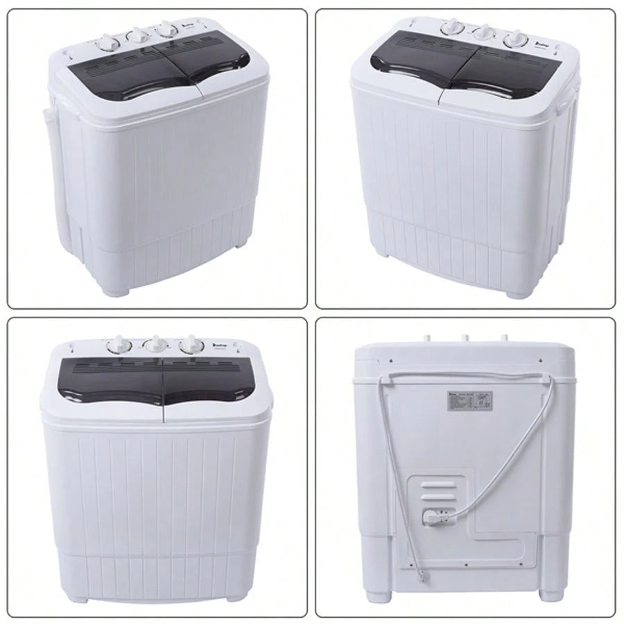 Compact Twin Tub With Built-In Drain Pump XPB35-188S 14.3(7.7 6.6)Lbs Semi-Automatic Gray Cover Washing Machine