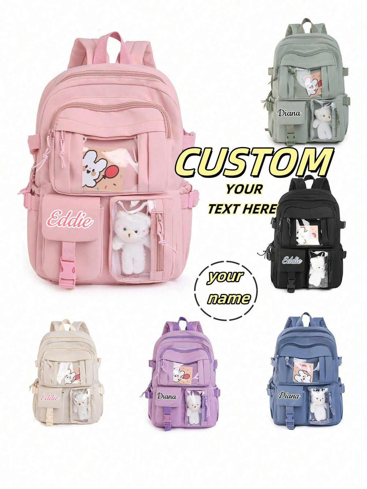 Customized Backpack, Can Print Personalized Name Or Holiday Greetings. Create Your Own Exclusive Backpack. Fashionable, Casual, Multi-Functional, Minimalist Versatile Multi-Pocket Design, This Lightwe