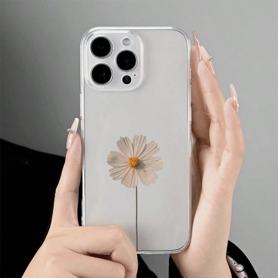 Daisy Pattern Transparent Anti-Drop Phone Case, Suitable As Birthday And Christmas Gift For Couples, Girlfriends, Daughters, Teenagers