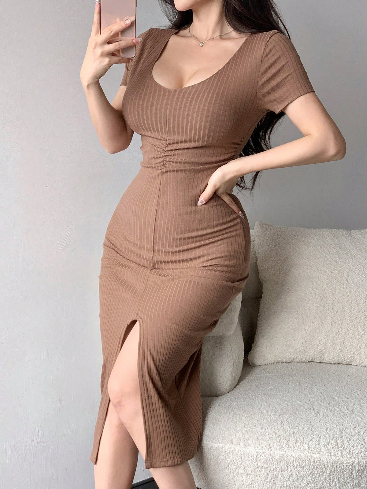 DAZY Women's V-Neck Split Sleeve Party/Back To School Dress Summer Sundress Maxi Dress