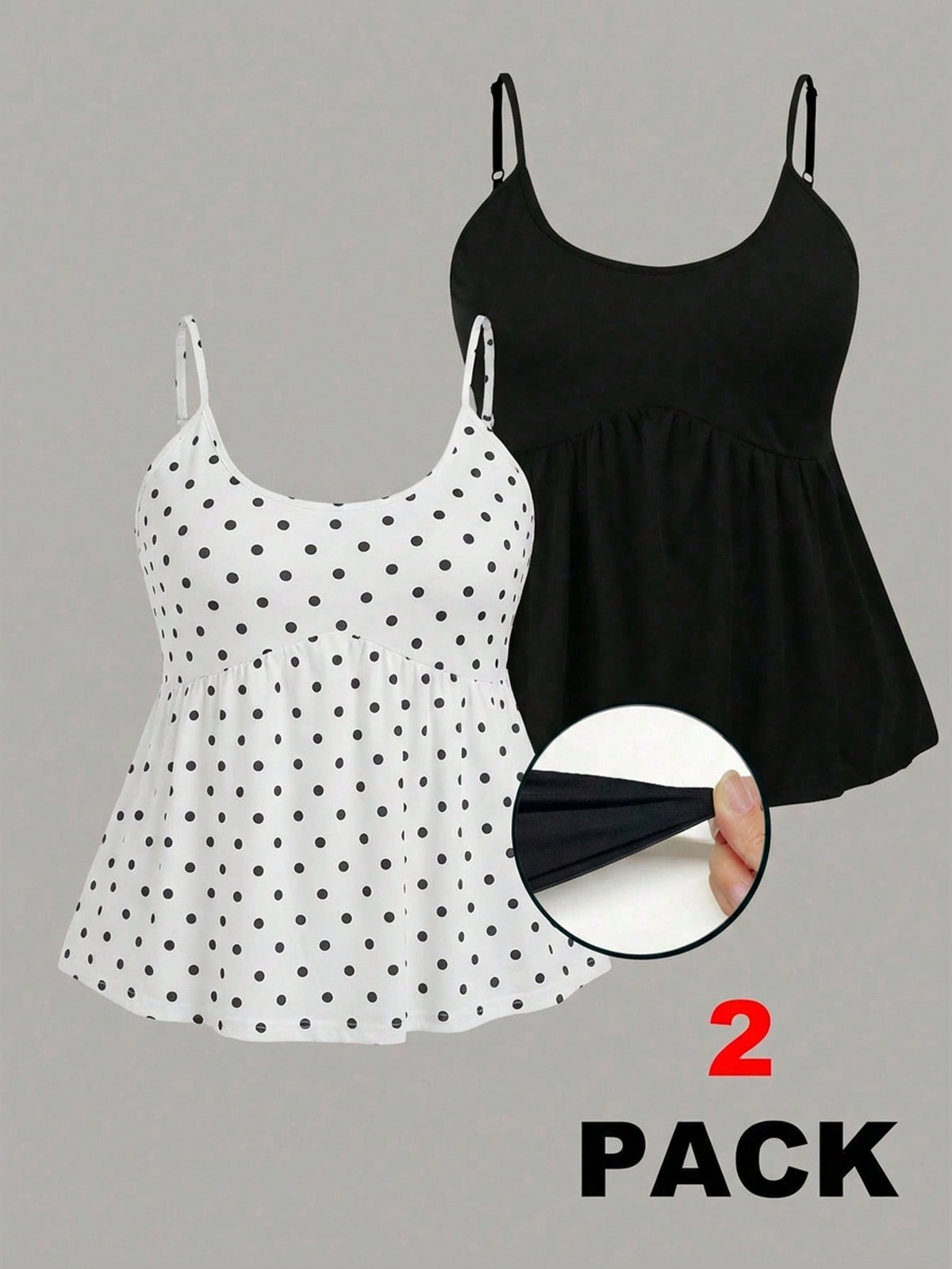 EZwear 2 Pcs/Set Plus Size Women's Simple Daily Camisole For Summer Tops Women Cute Ladies Casual Latest New Arrivals