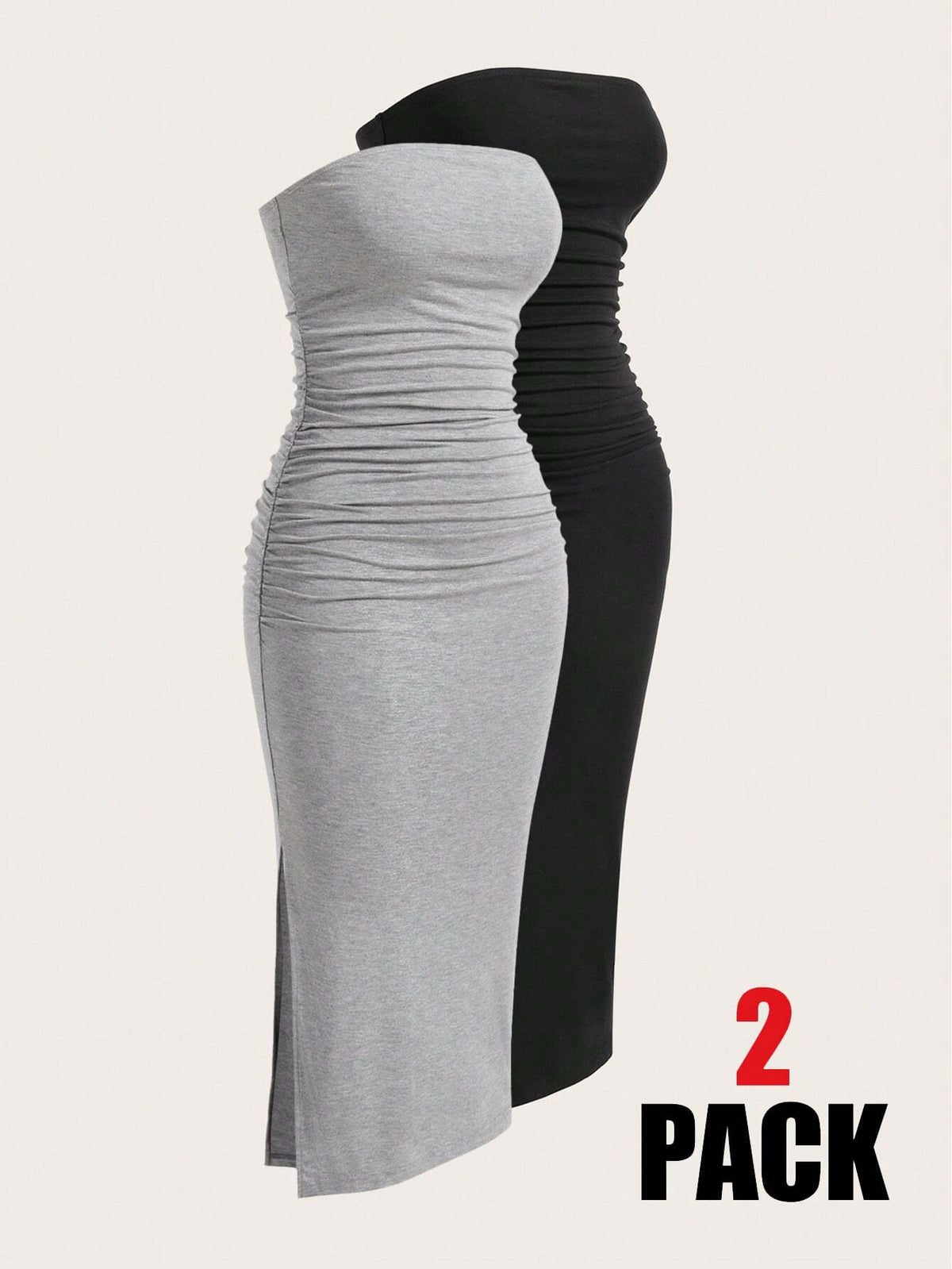 EZwear Two-Piece Set Knitted Split Strapless Dress,Summer Dresses For Women