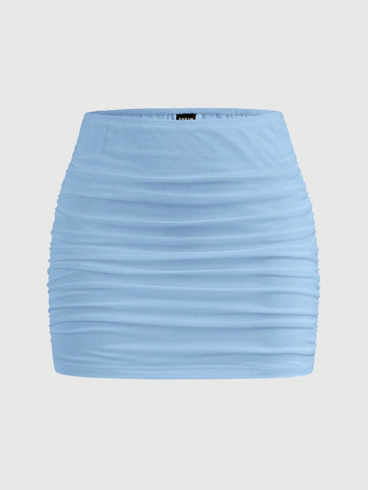 EZwear Women Solid Color Mesh Double Layer Sheer Bodycon Mini Skirt