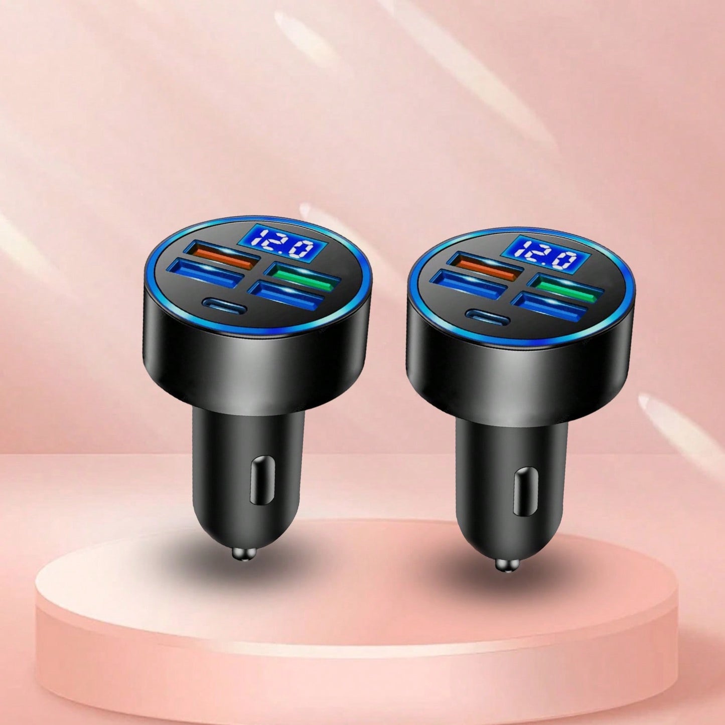 Fast Charging Cell Phones Car Charger 2-Pack Multi-Port (USB-C + USB-A) Car Charger – Charger Compatible With Apple Mobile Devices, Smartphones & Tablets| Compact Vehicle Charger With Overload Protec