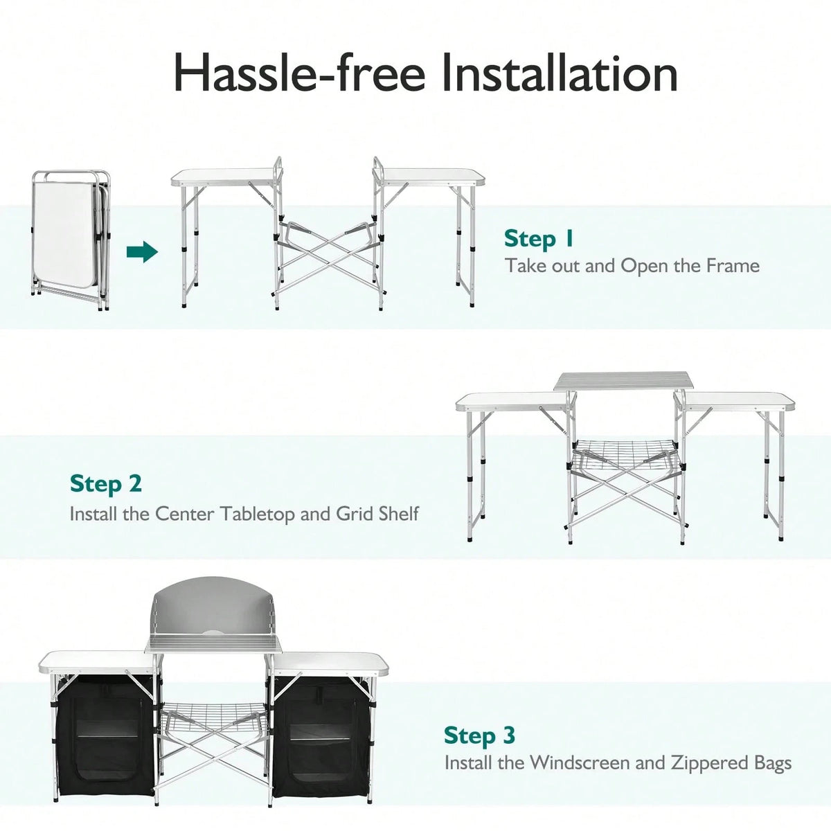 Folding Camping Kitchen Table With Storage