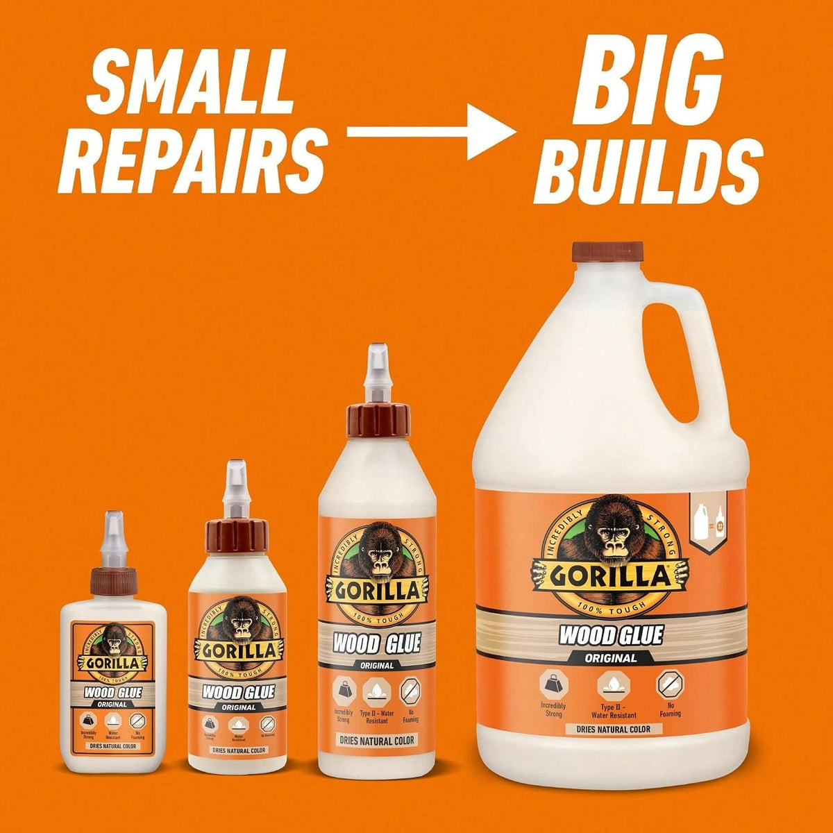 Gorilla Wood Glue, 8 Oz., Water Resistant PVA Wood Glue For Indoor &Amp; Outdoor Projects, Fast Clamp, Natural Color, Paintable &Amp; Sandable