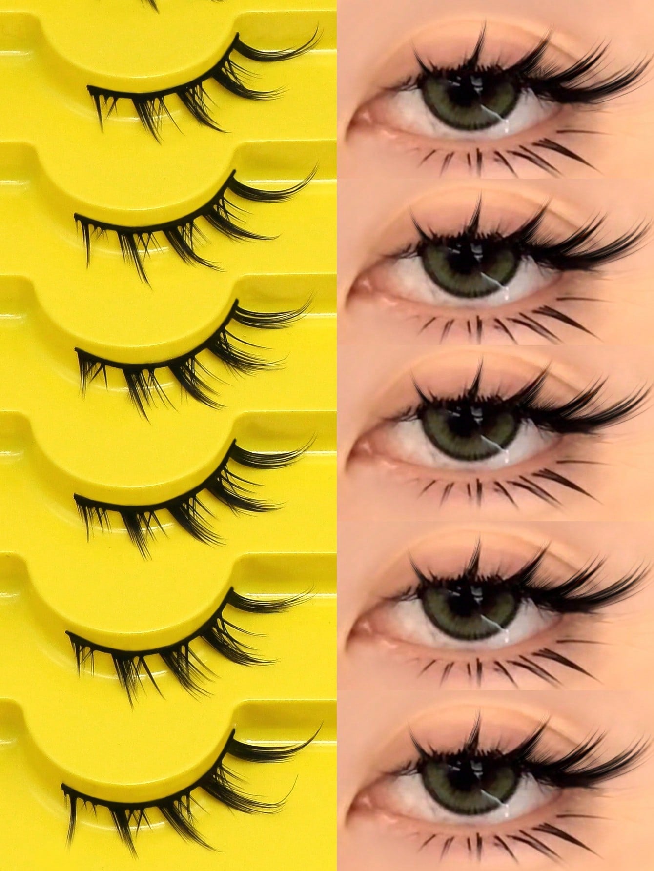 GROINNEYA 7 Pairs Cat Eye False Eyelashes, Natural Looking 3D Faux Mink Soft Anime Cosplay Thick False Lashes Extension (Y02) Strip Eyelashes, Eyelashes, False Eyelashes, Fake Eyelashes