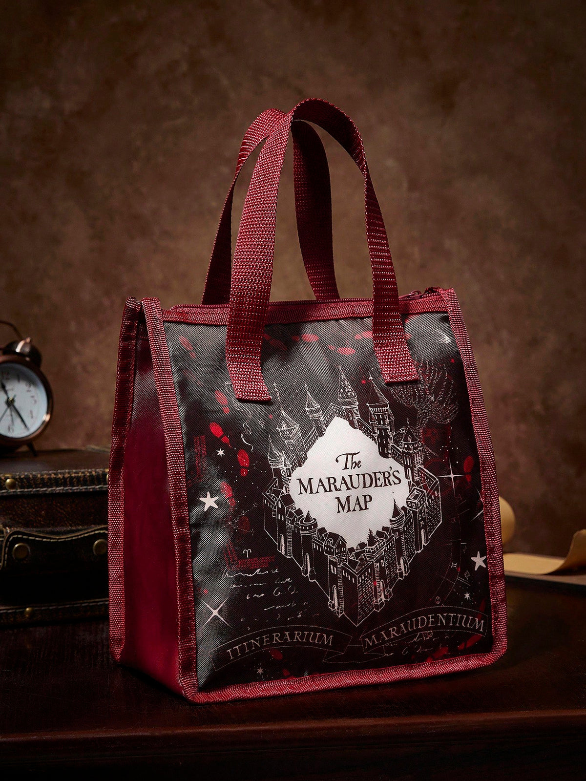 HARRY POTTER X 1 Pc Marauder's Map Printed Insulated Lunch Bag, Keeps Food Warm Or Cold, Large Capacity Picnic Bag Fits Lunch Box & Drink, Suitable For Picnic, Camping, Travel, Home Use, Family