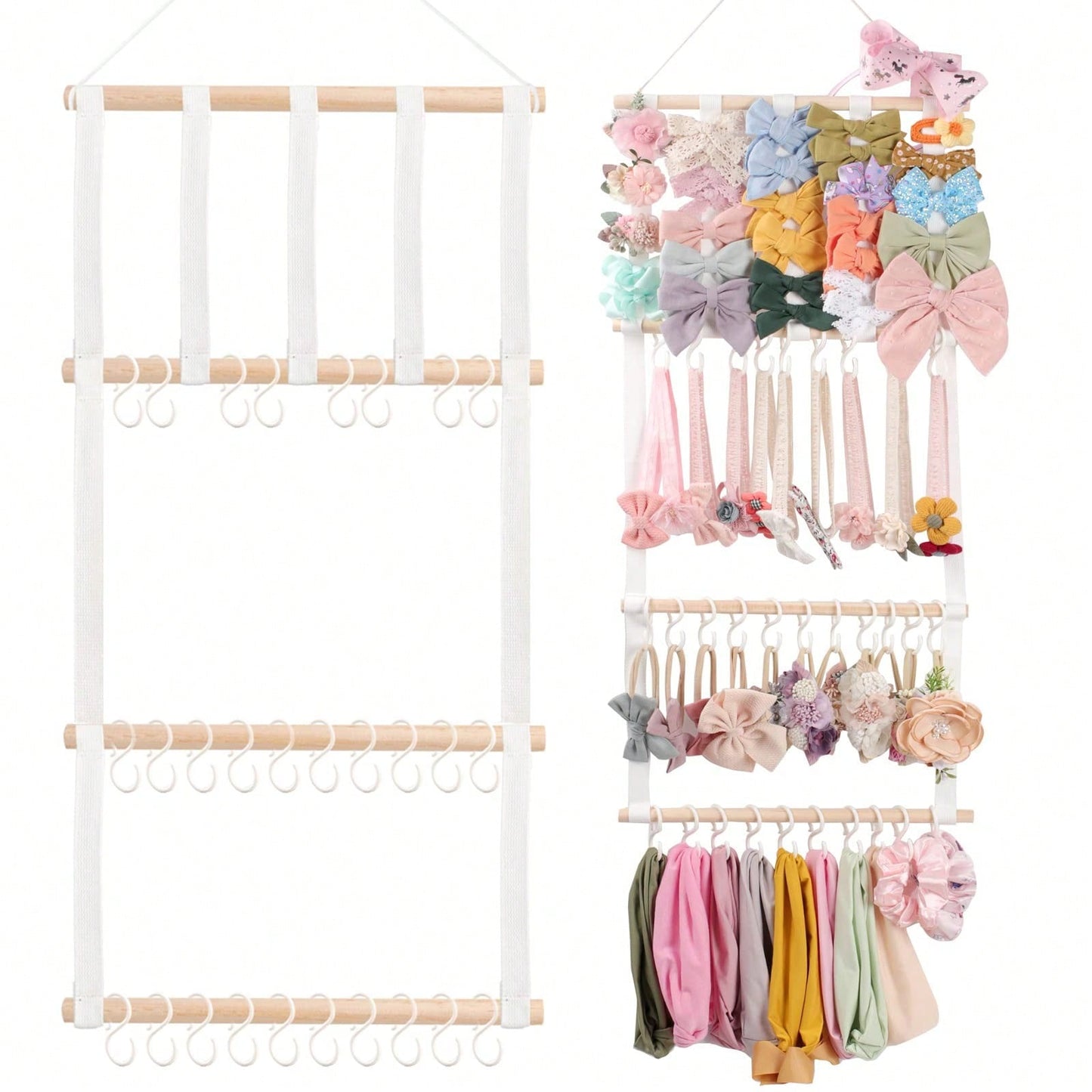 Headband Holder Hair Bows Organizer For Girls, Baby Headbands Hair Accessories Organizer Storage Wall Hanging Decor For Toddler Girls Room