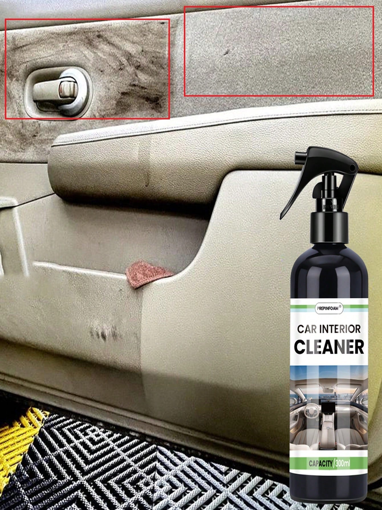 HGKJ-P105 Neutral PH Indoor Cleaner, Multi-Purpose Anti-Aging Leather Fabric Carpet Car Beauty Spray, Car Plastic Restorer, Black Gloss Car Cleaning Product, Plastic Leather Repair, Car Polishing, Car