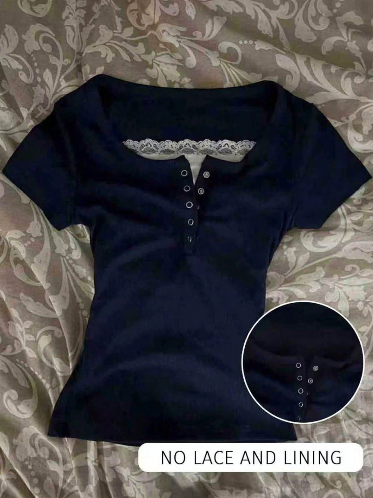 IslaSuriya Glimmora Y2KStyle Women's Casual Commuting Press Buttoned Short Sleeve Fitted T-Shirt, Without Lining, Summer