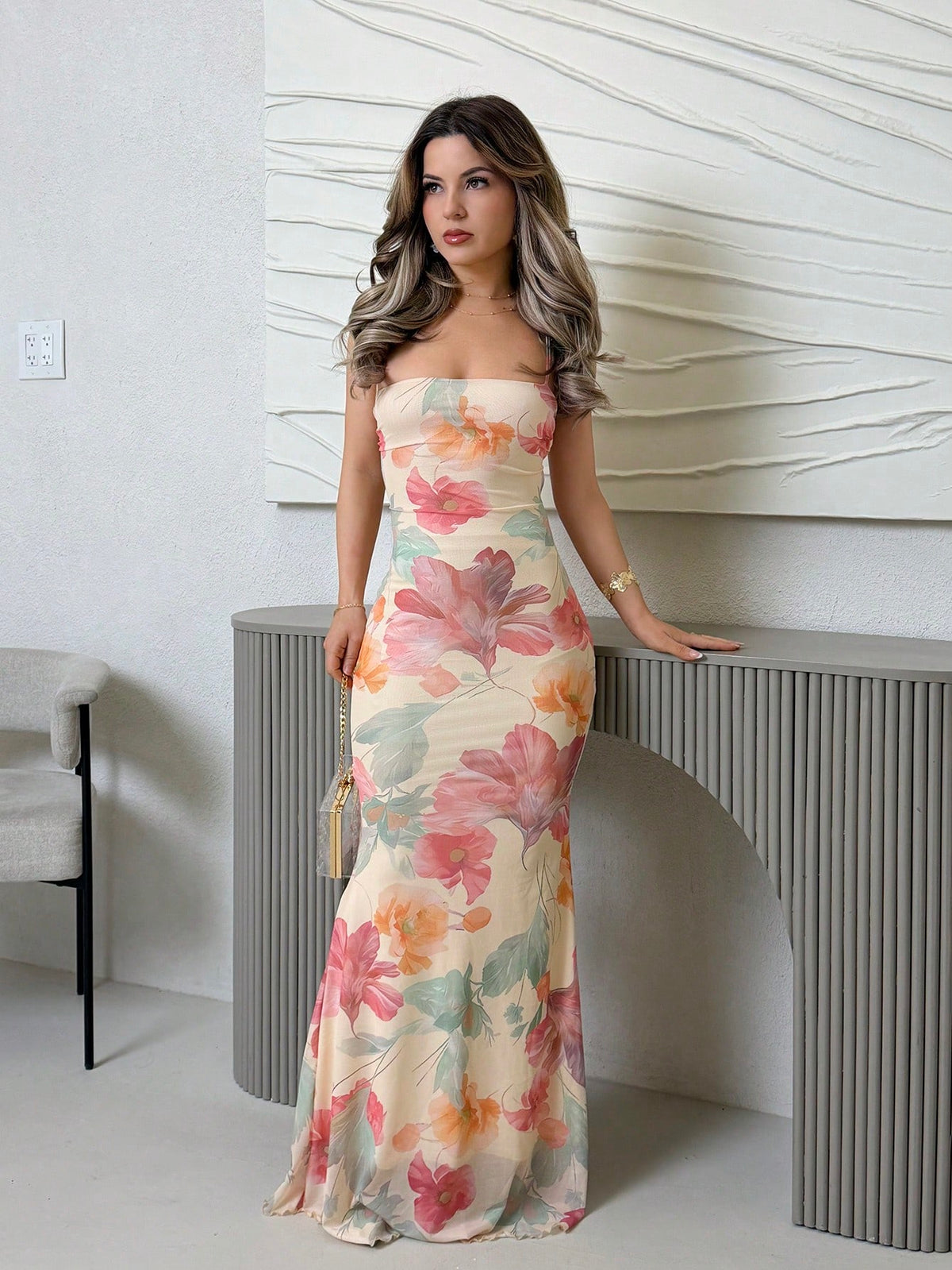 Jemour Women's Elegant Floral Print Backless Dress Summer Summer Outfits Summer Clothes Beach Outfits For Woman Beach Vacation Vacation Outfits Woman Boho Tropical Vacation Woman Clothe Tropical Vaca