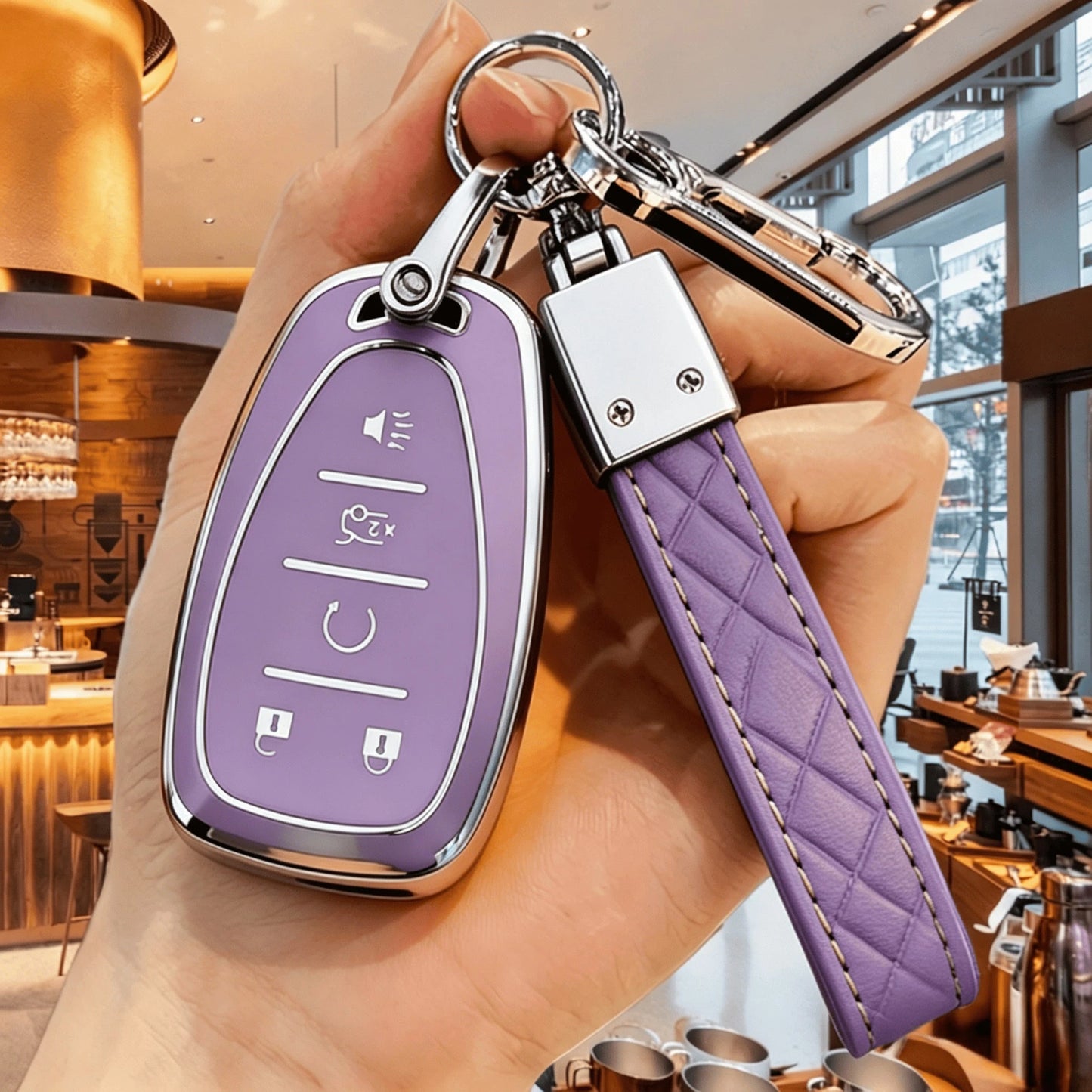 Key Fob Cover Compatible With Chevrolet 5-Button Smart Key, Premium TPU Protective Case With Leather Keychain For Chevy Malibu, Equinox, Traverse, Camaro,Suburban, Tahoe