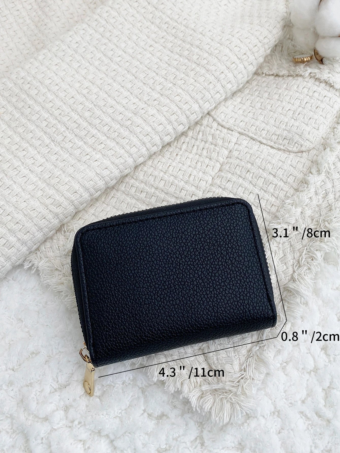 Litchi Embossed Zip Around Multi-Card Card Organizer For Storage Cards Lightweight Portable Card ID Card White-Collar Workers For Female For Holiday For Anniversary For Birthday Gift Accessories Gift