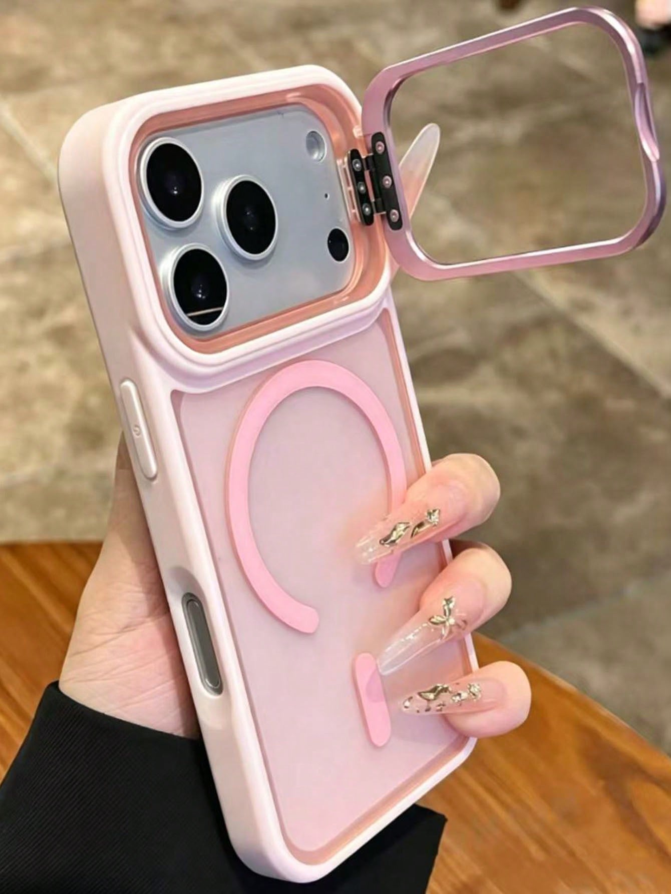 Luxury Transparent Frosted Acrylic Magnetic Stand Phone Case Compatible With IPhone 17 Pro Max Air 16 15 14 13 12 11 Pro Max Plus, Supports Magnetic Wireless Charging, 16 Pro Metal Lens Stand Anti-Dro
