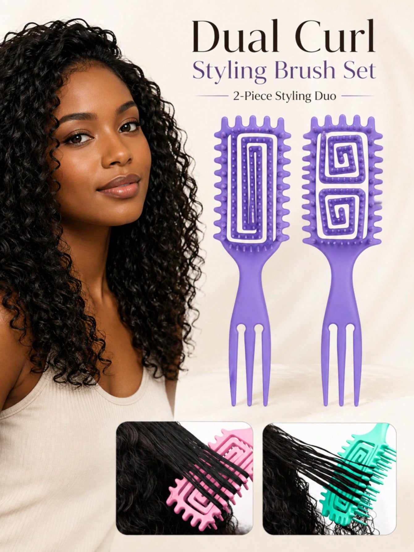 Multi-Color Curly Hair Styling Comb, 2 Spiral Design Curl Definition Detangling Combs, Round Head Pin Comb, Flexible Open Back Design, With 3-Tooth Tail Comb, Suitable For Wet/Dry Hair, Wavy/Curly/Coi
