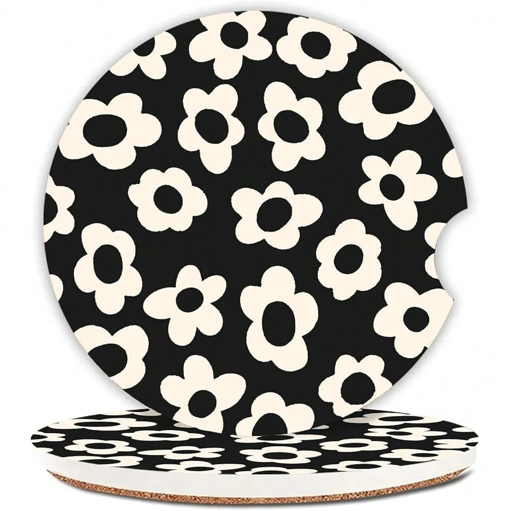 NEW- Car Coasters Pack Of 2,Nebula Galaxy Ceramic Cup Holders Car Coasters,Keep Cup Holders Clean And Dry,Drink Cup Car Holder Coasters With A Finger Notch
